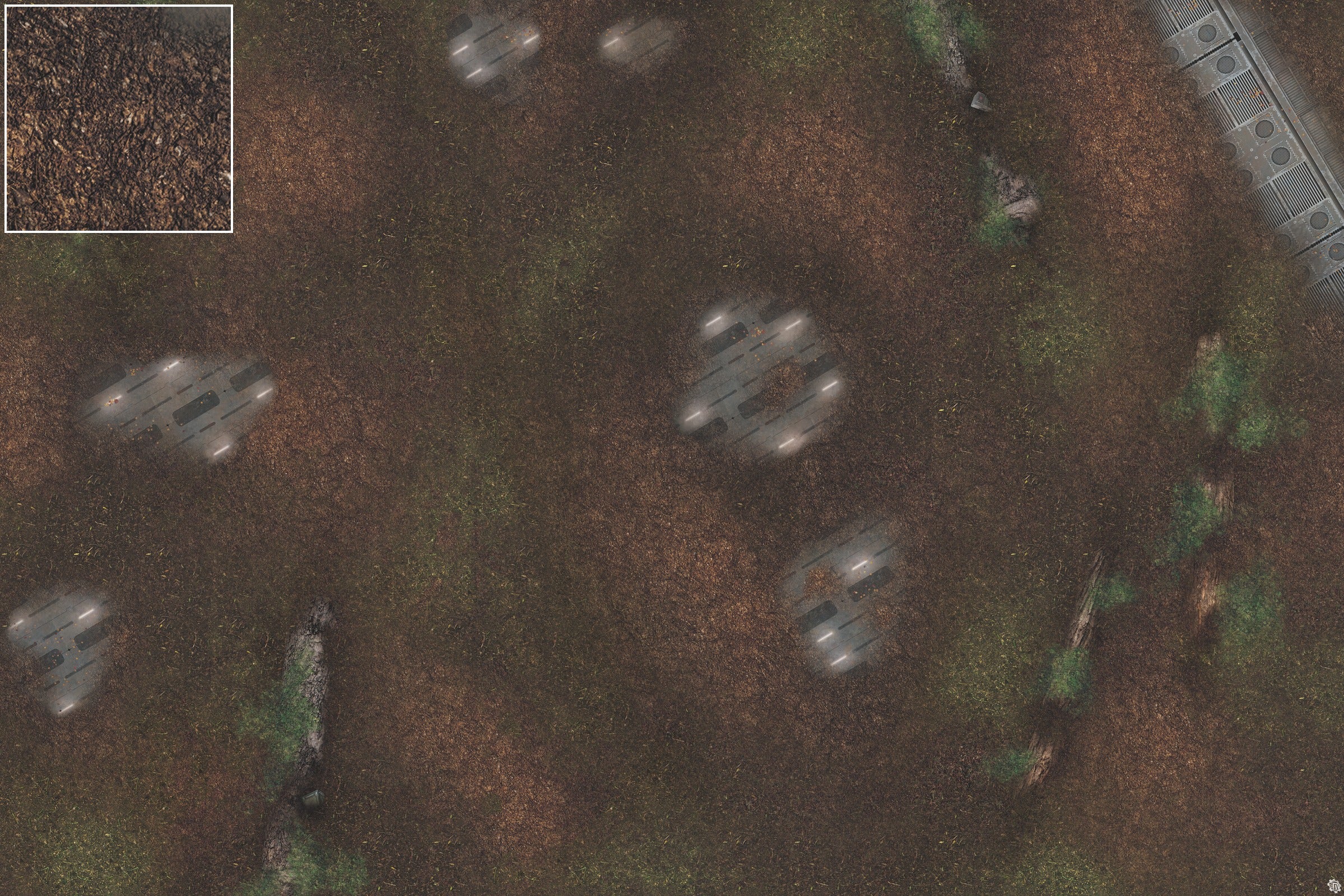 Mats by Mars: Hidden Outpost (White) Tabletop Wargaming Play Mat