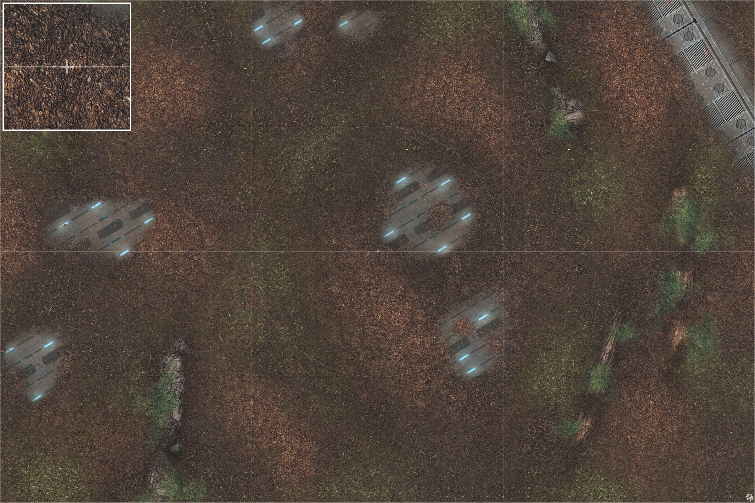 Mats by Mars: Hidden Outpost (Blue) Tabletop Wargaming Play Mat