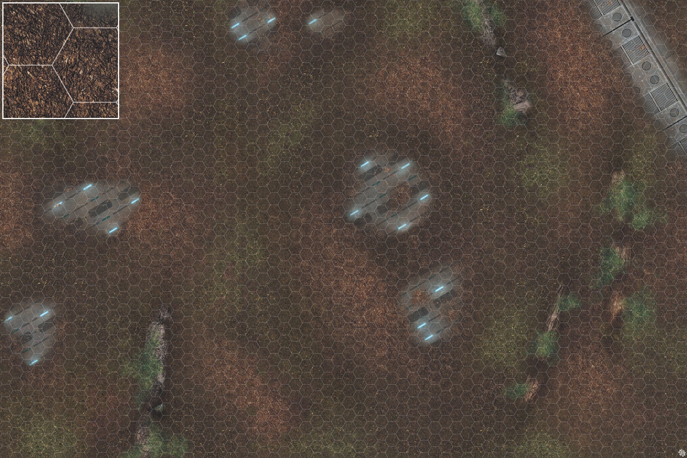 Mats by Mars: Hidden Outpost (Blue) Tabletop Wargaming Play Mat