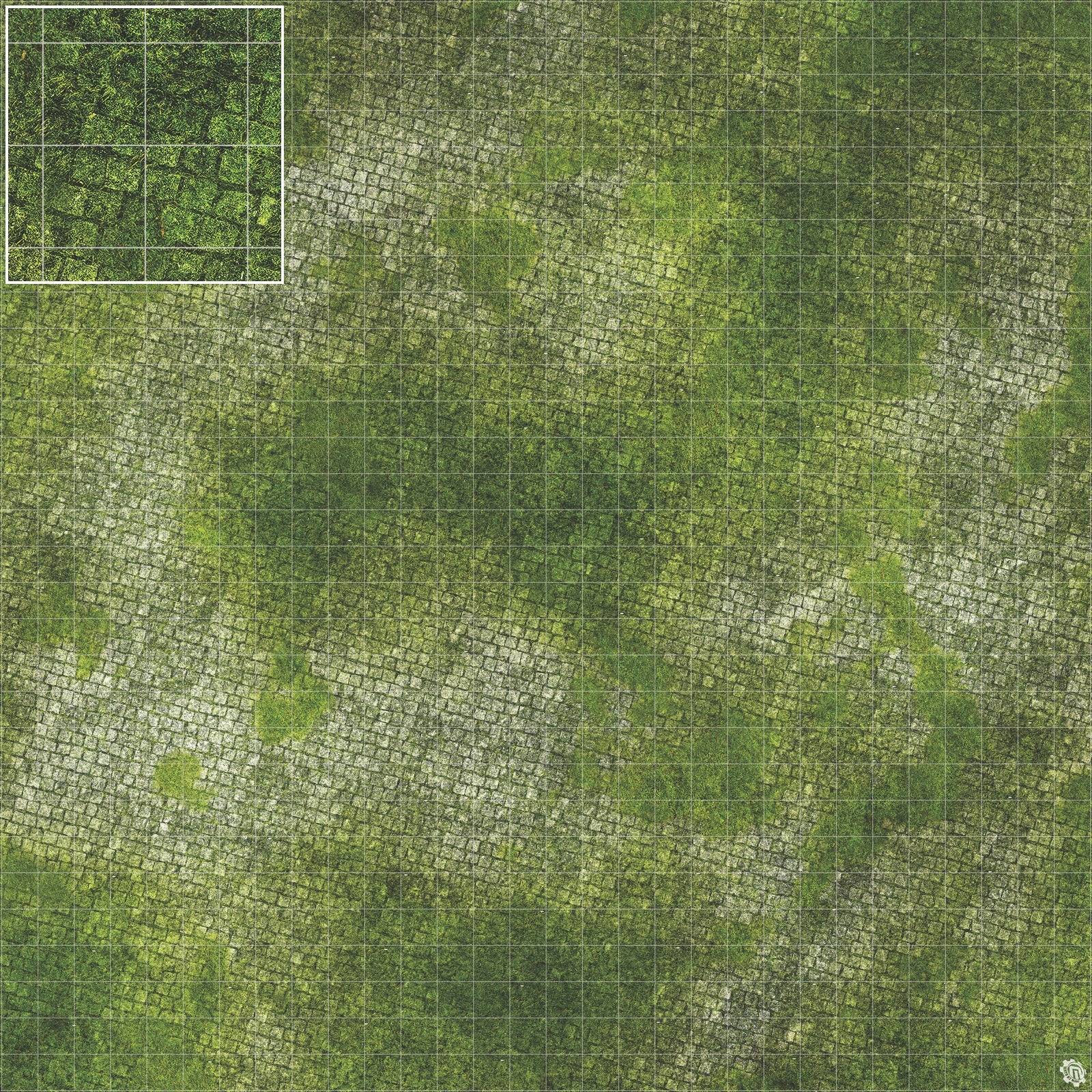 Mats by Mars: Overgrown Cobbles Tabletop Wargaming Play Mat