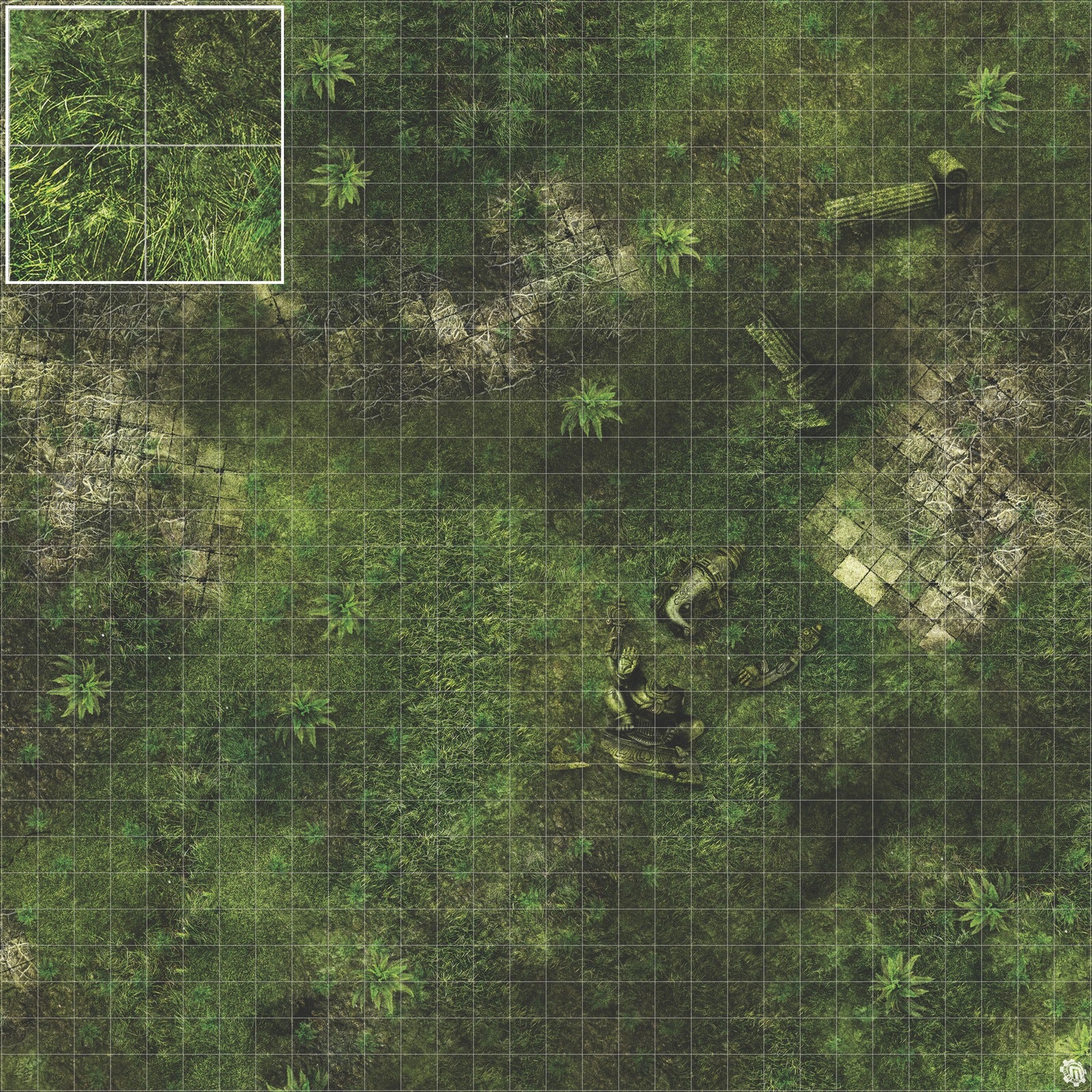 Mats by Mars: Forgotten Temple (Plaza) Tabletop Wargaming Play Mat
