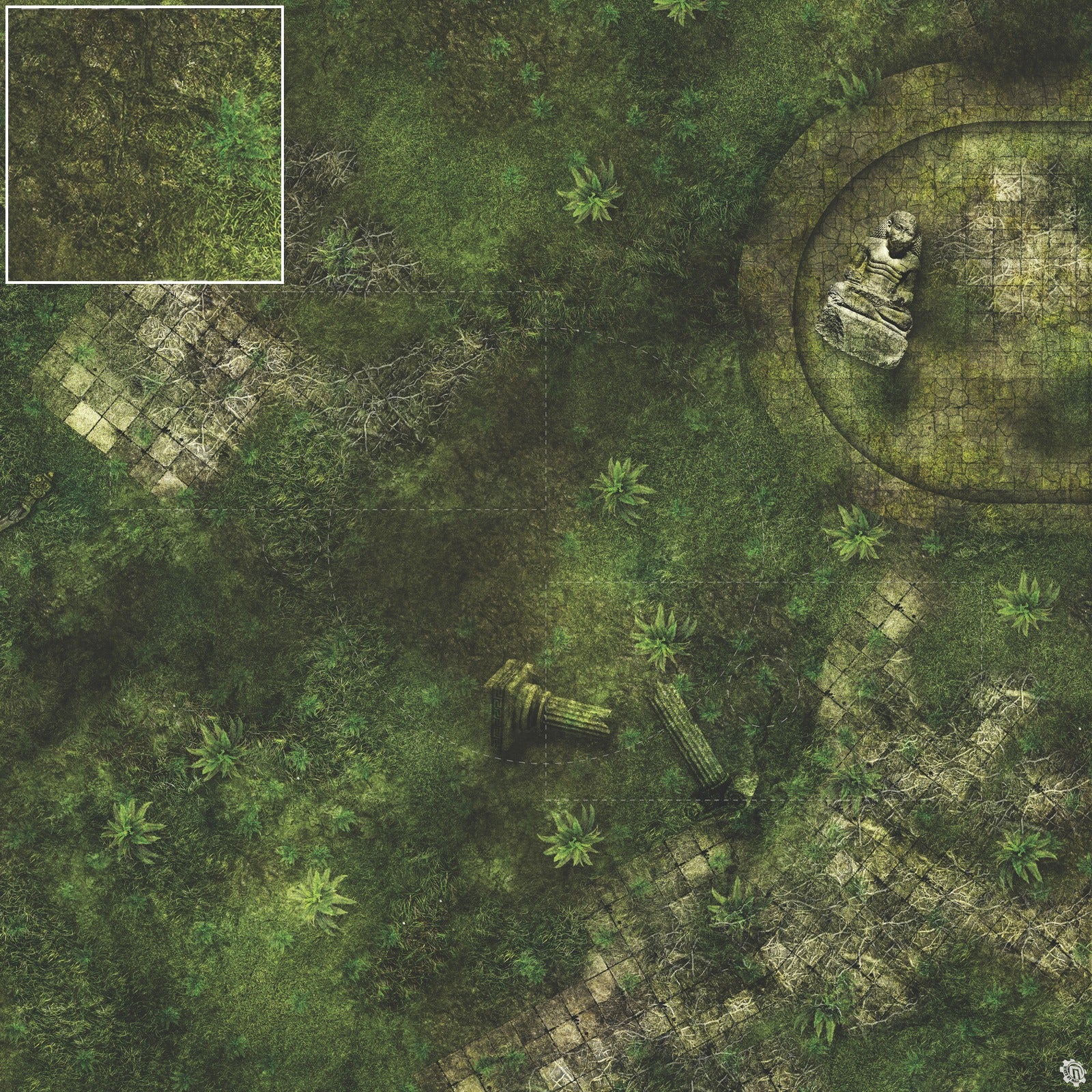 Mats by Mars: Forgotten Temple (Basin) Tabletop Wargaming Play Mat