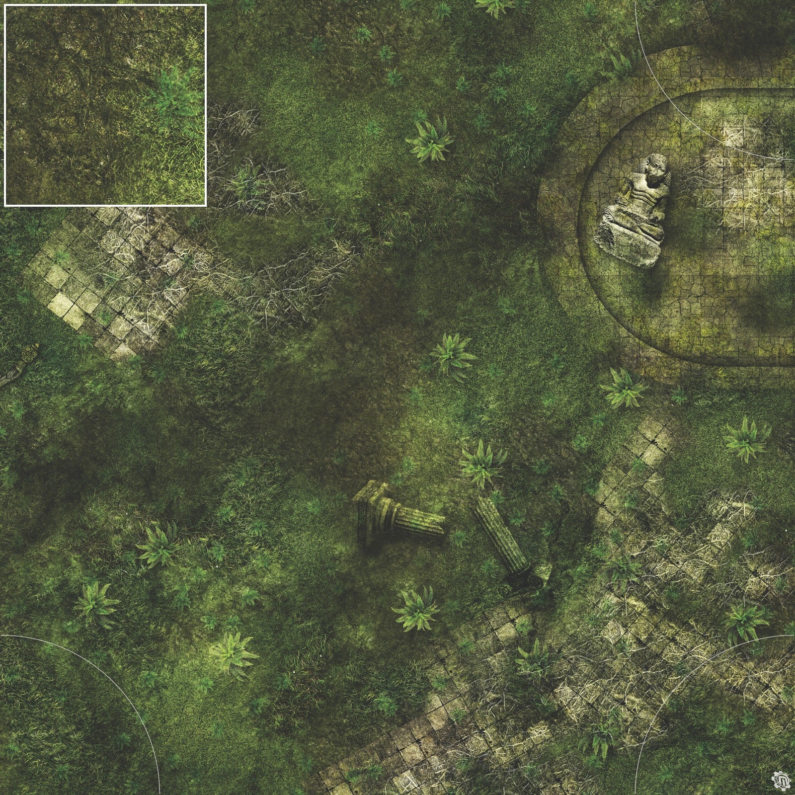 Mats by Mars: Forgotten Temple (Basin) Tabletop Wargaming Play Mat
