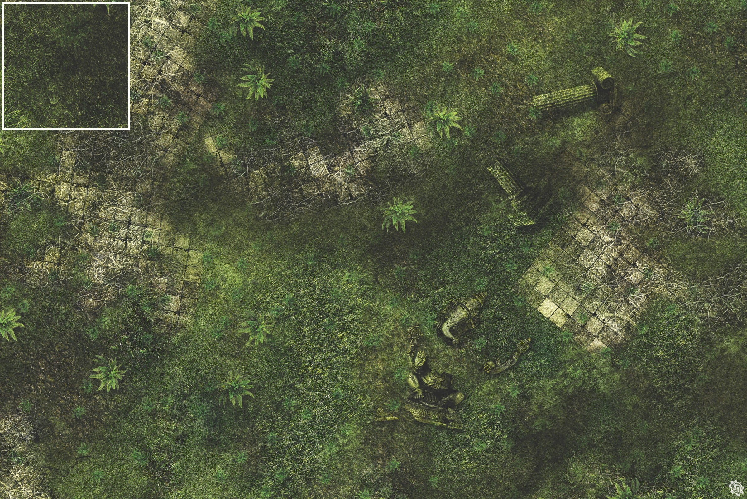 Mats by Mars: Forgotten Temple (Plaza) Tabletop Wargaming Play Mat