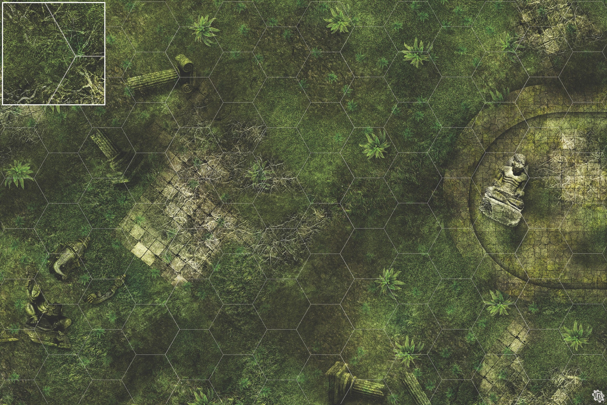 Mats by Mars: Forgotten Temple (Basin) Tabletop Wargaming Play Mat