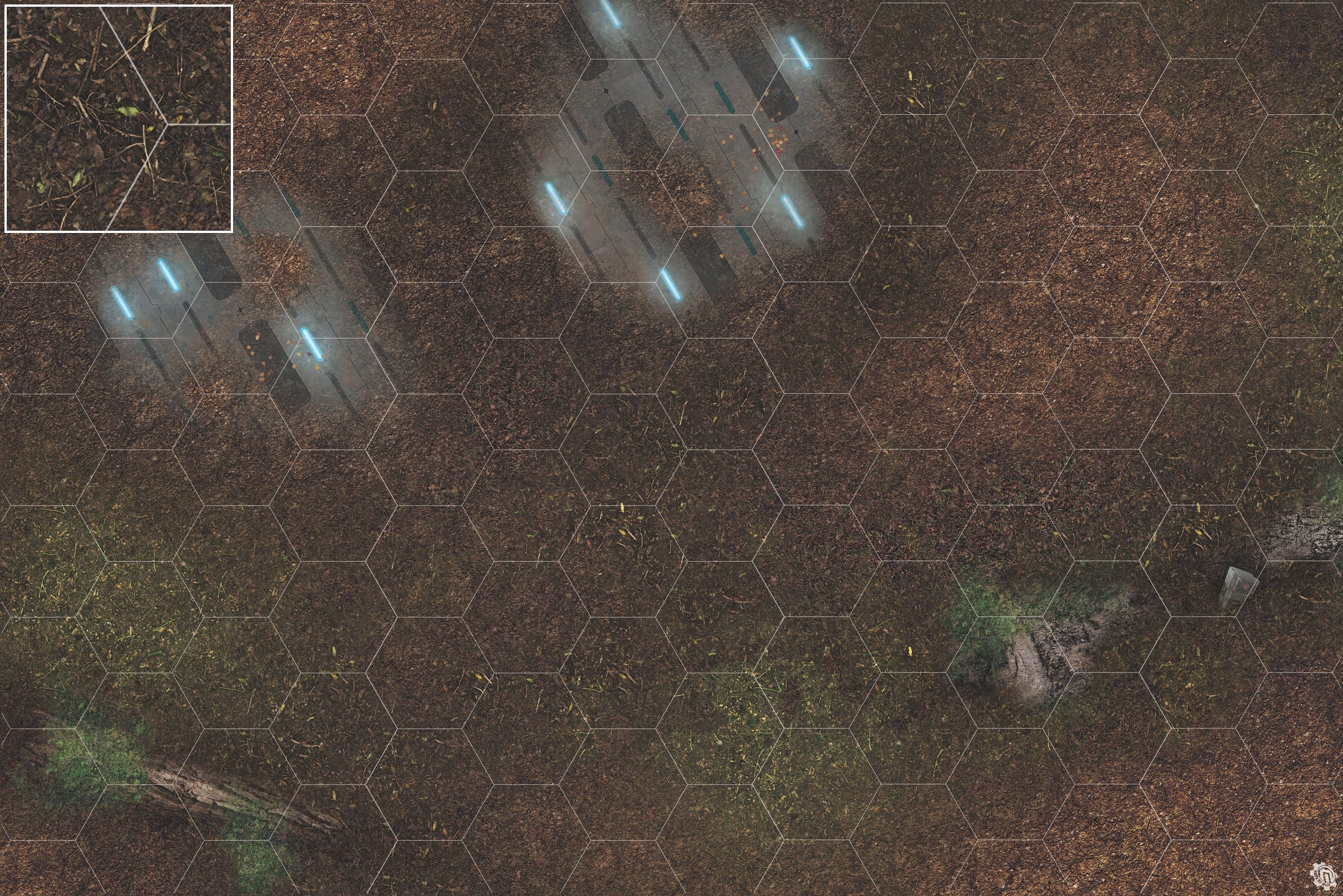Mats by Mars: Hidden Outpost (Blue) Tabletop Wargaming Play Mat
