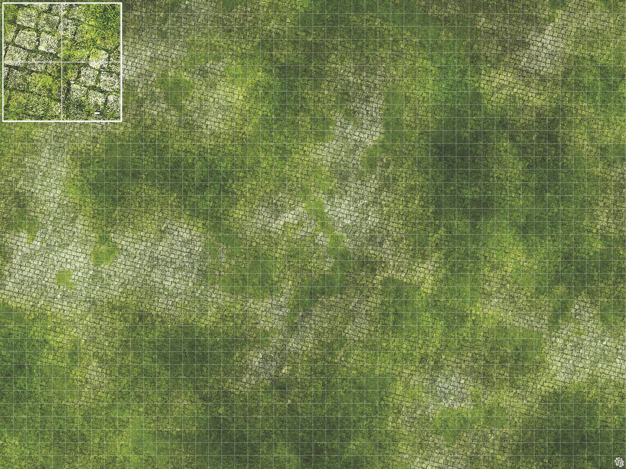 Mats by Mars: Overgrown Cobbles Tabletop Wargaming Play Mat