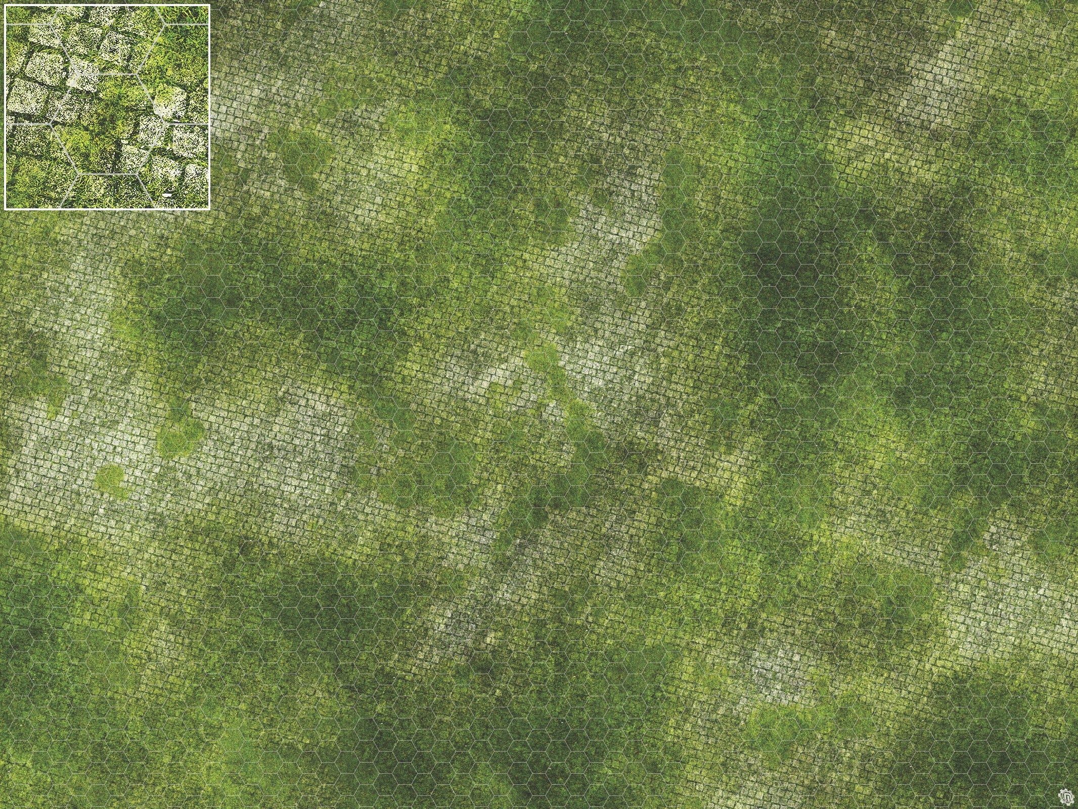 Mats by Mars: Overgrown Cobbles Tabletop Wargaming Play Mat
