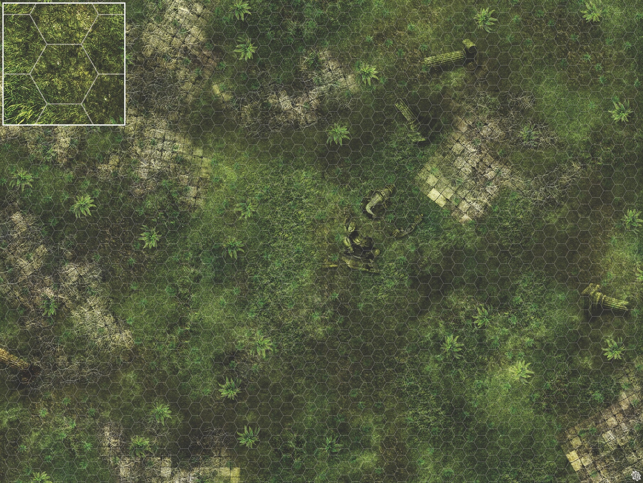 Mats by Mars: Forgotten Temple (Plaza) Tabletop Wargaming Play Mat