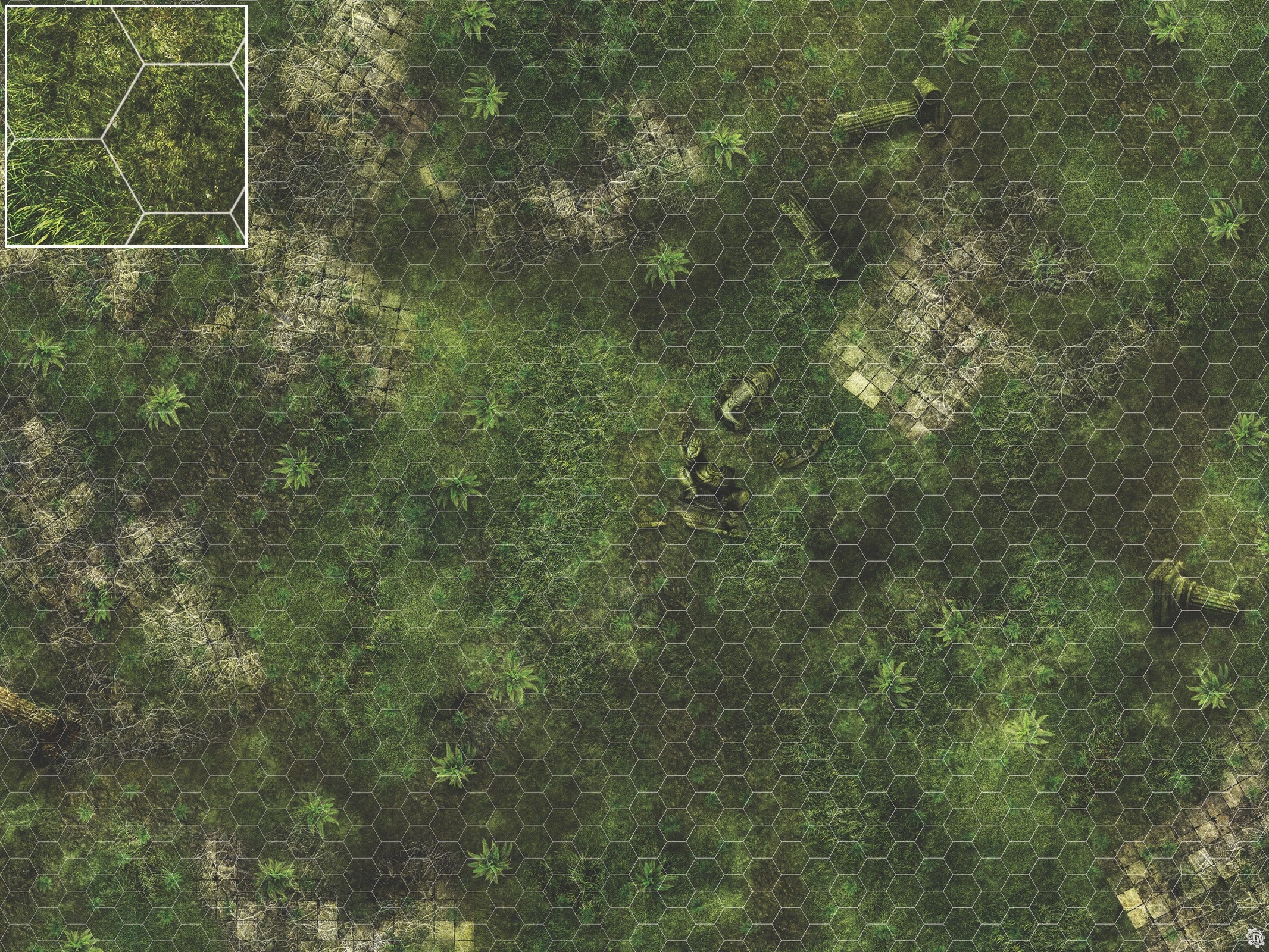 Mats by Mars: Forgotten Temple (Plaza) Tabletop Wargaming Play Mat