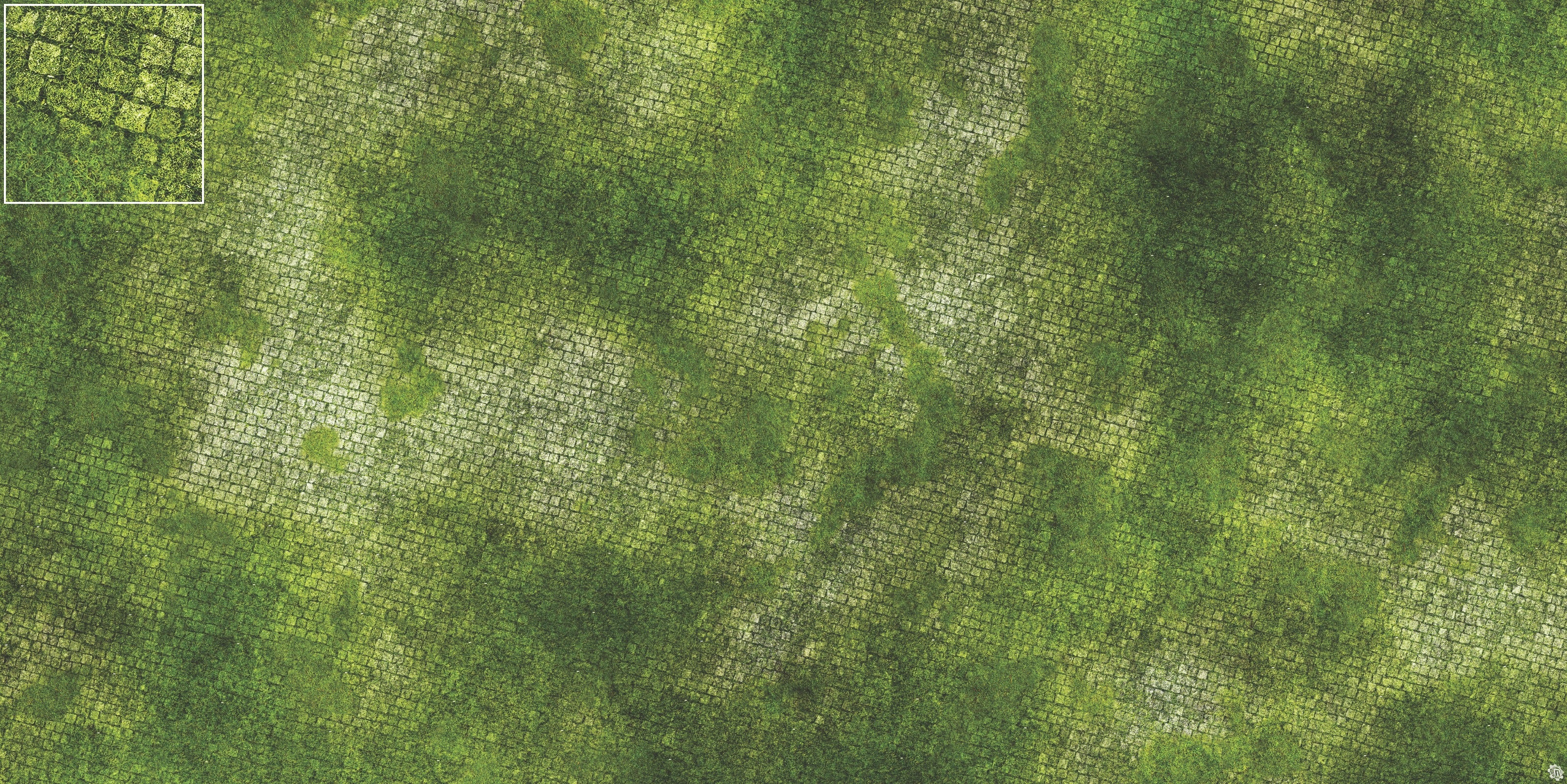 Mats by Mars: Overgrown Cobbles Tabletop Wargaming Play Mat