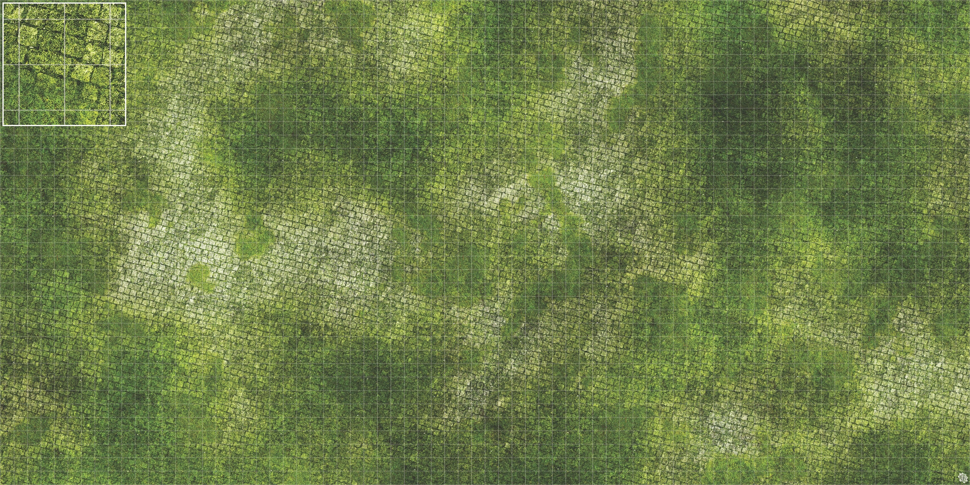 Mats by Mars: Overgrown Cobbles Tabletop Wargaming Play Mat