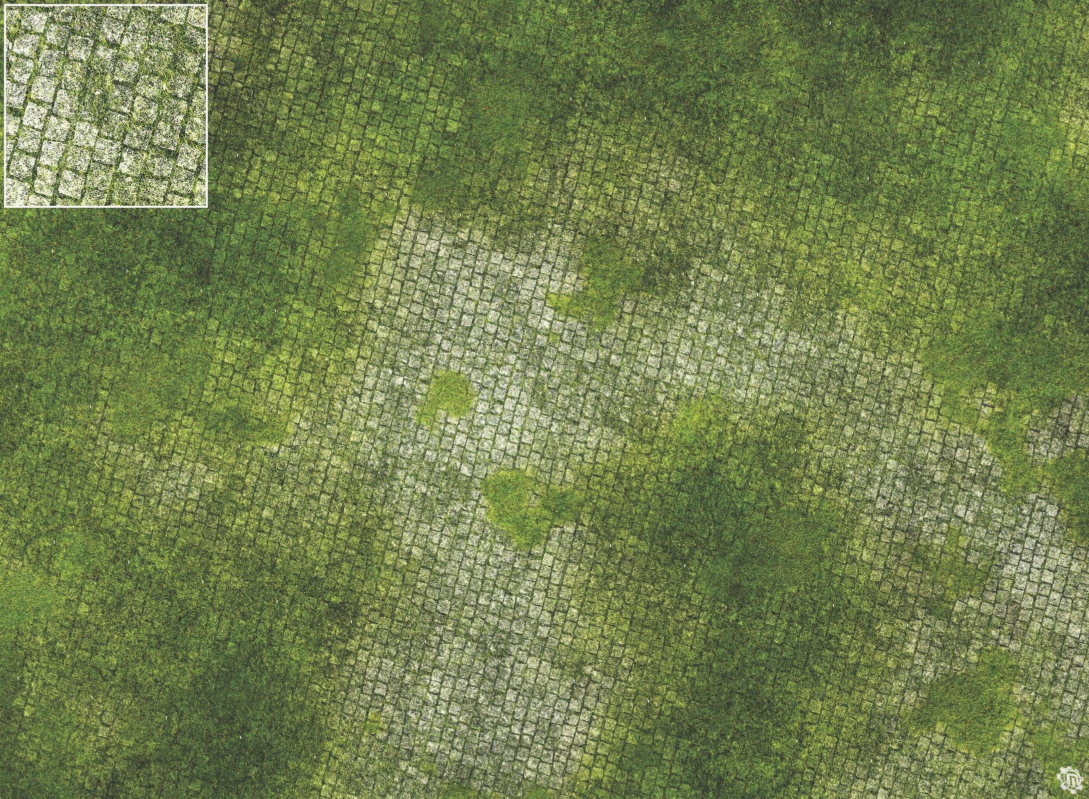 Mats by Mars: Overgrown Cobbles Tabletop Wargaming Play Mat
