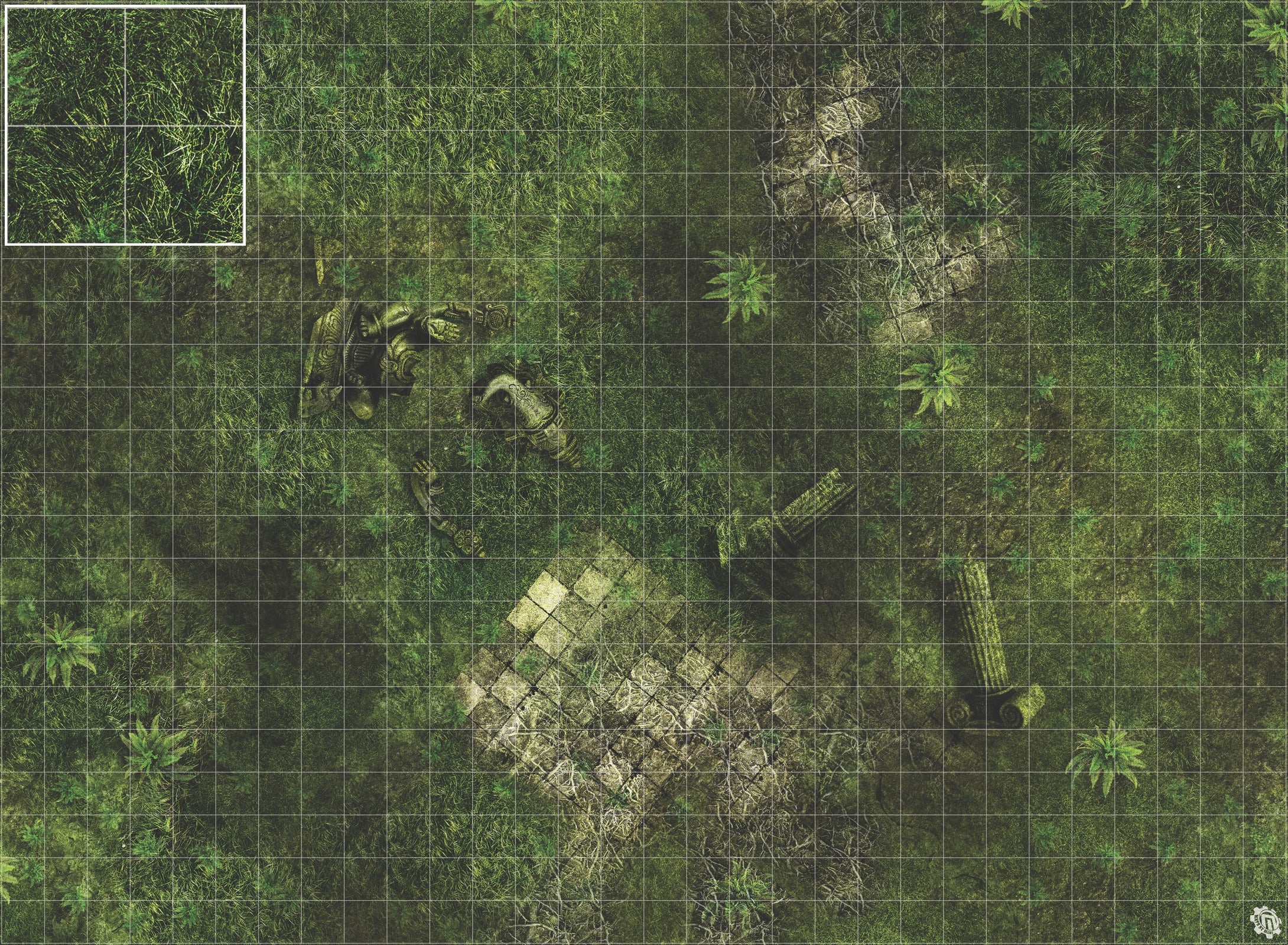 Mats by Mars: Forgotten Temple (Plaza) Tabletop Wargaming Play Mat