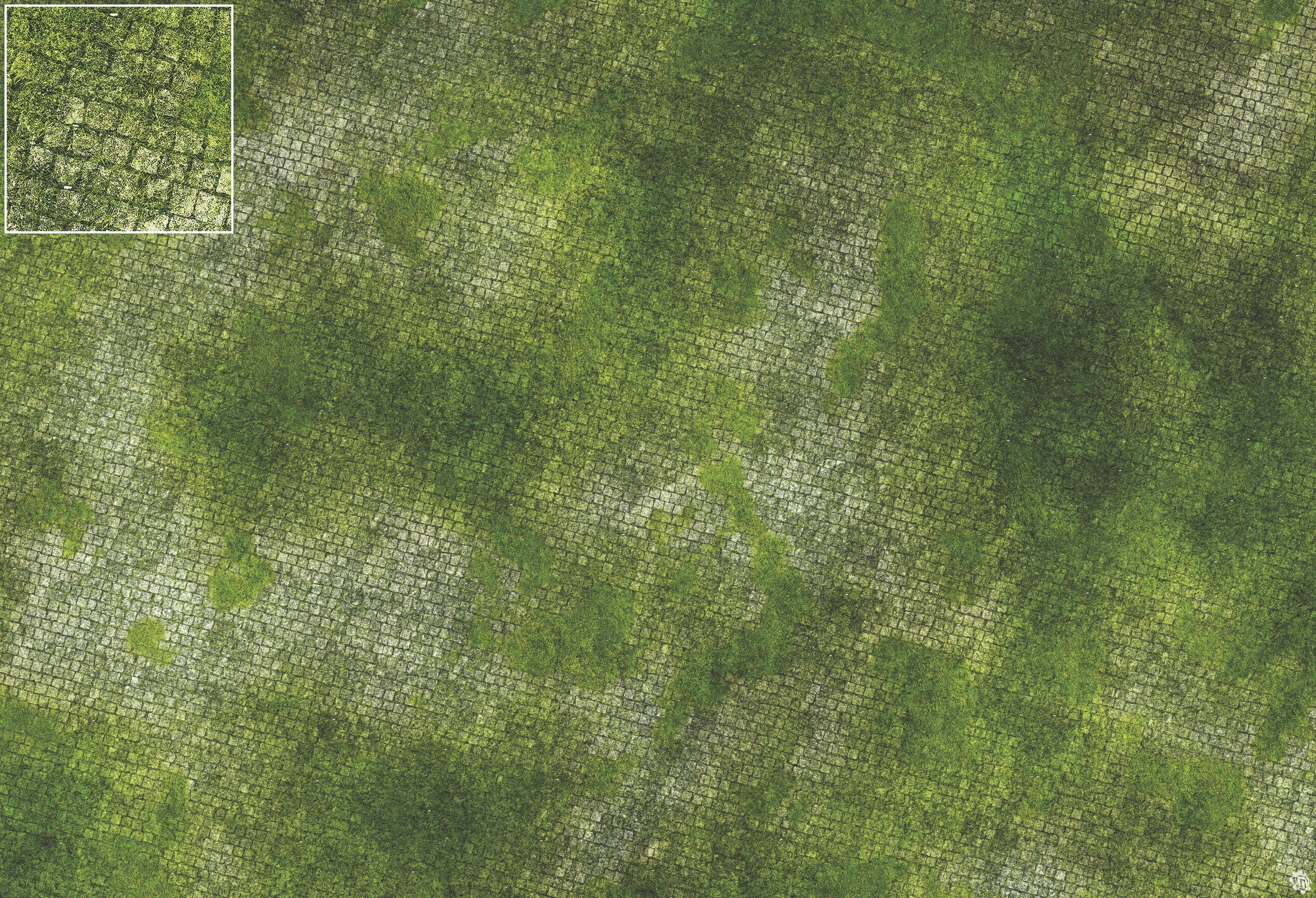 Mats by Mars: Overgrown Cobbles Tabletop Wargaming Play Mat