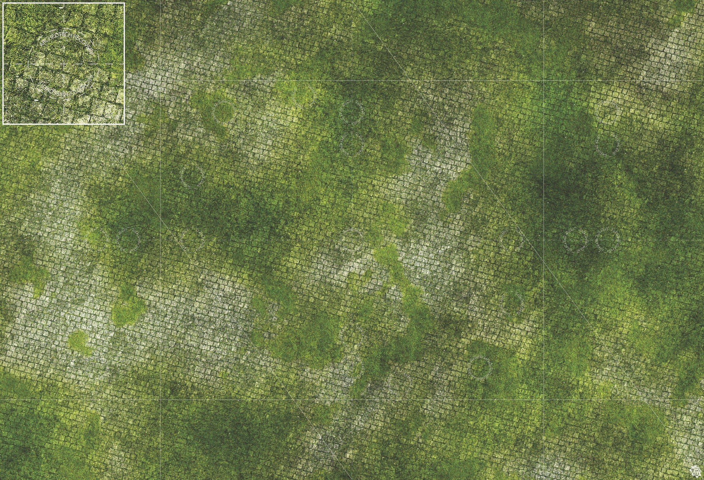 Mats by Mars: Overgrown Cobbles Tabletop Wargaming Play Mat