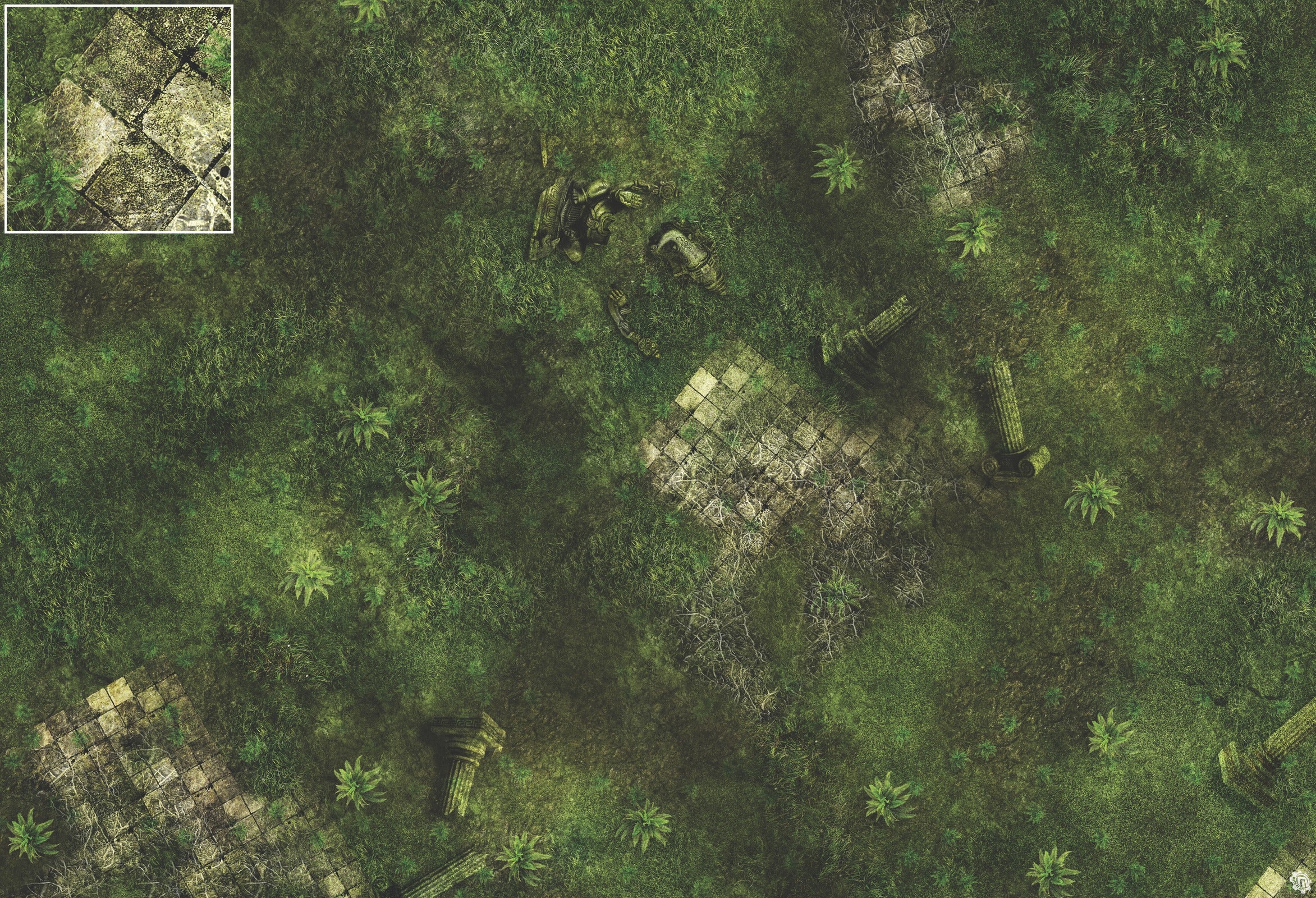 Mats by Mars: Forgotten Temple (Plaza) Tabletop Wargaming Play Mat
