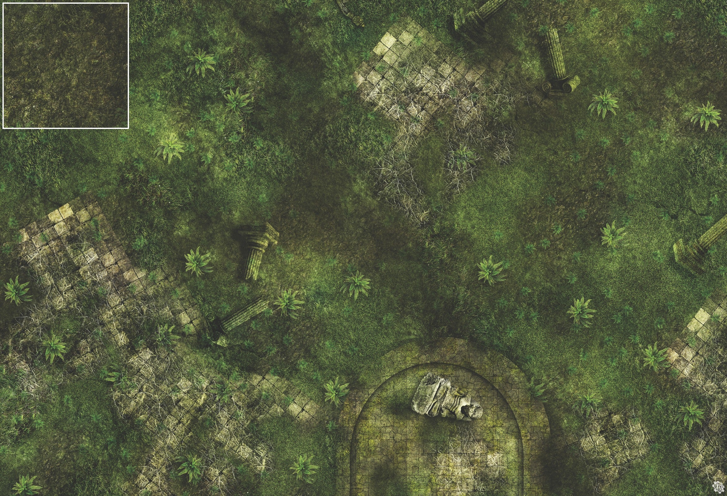 Mats by Mars: Forgotten Temple (Basin) Tabletop Wargaming Play Mat