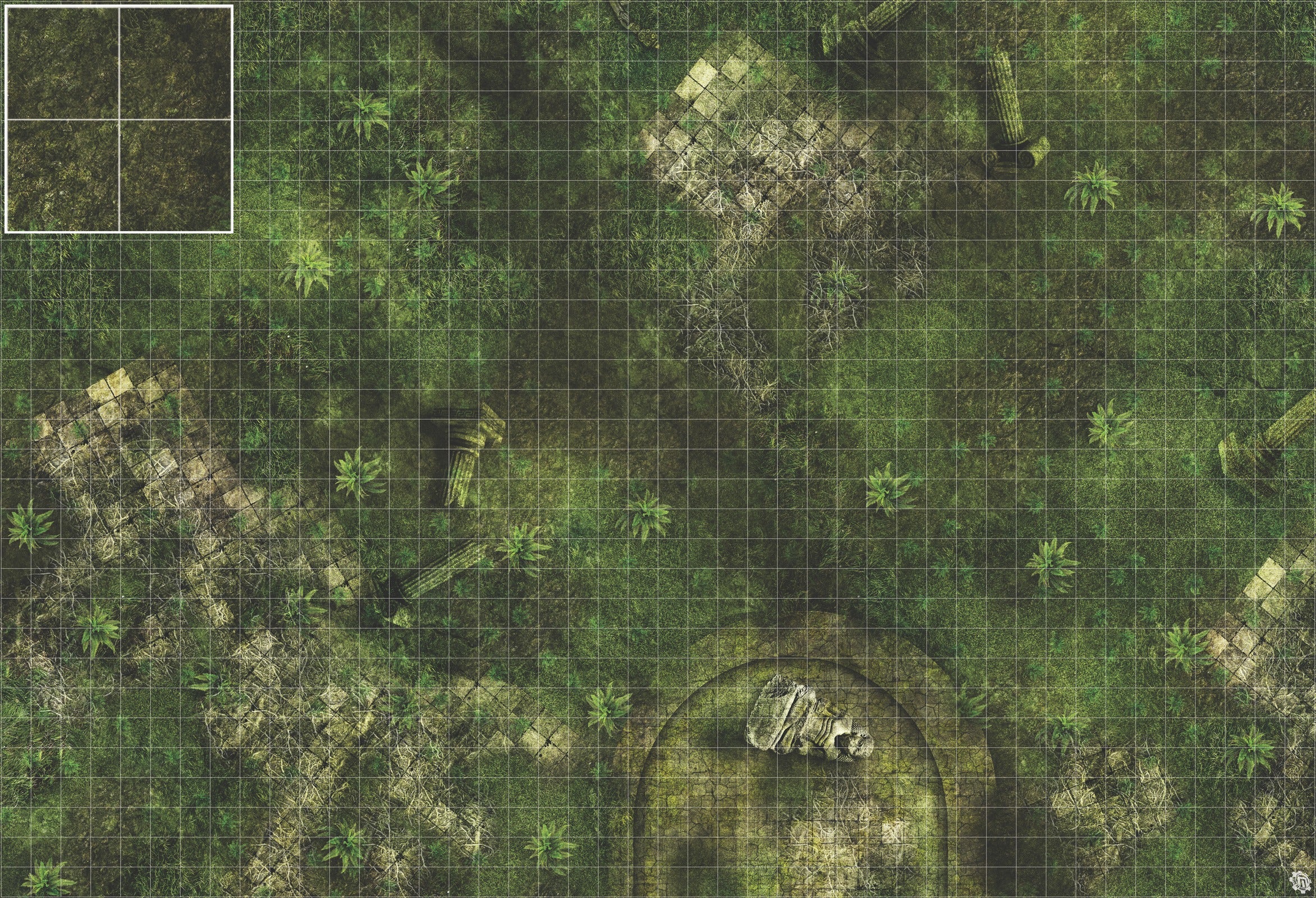 Mats by Mars: Forgotten Temple (Basin) Tabletop Wargaming Play Mat