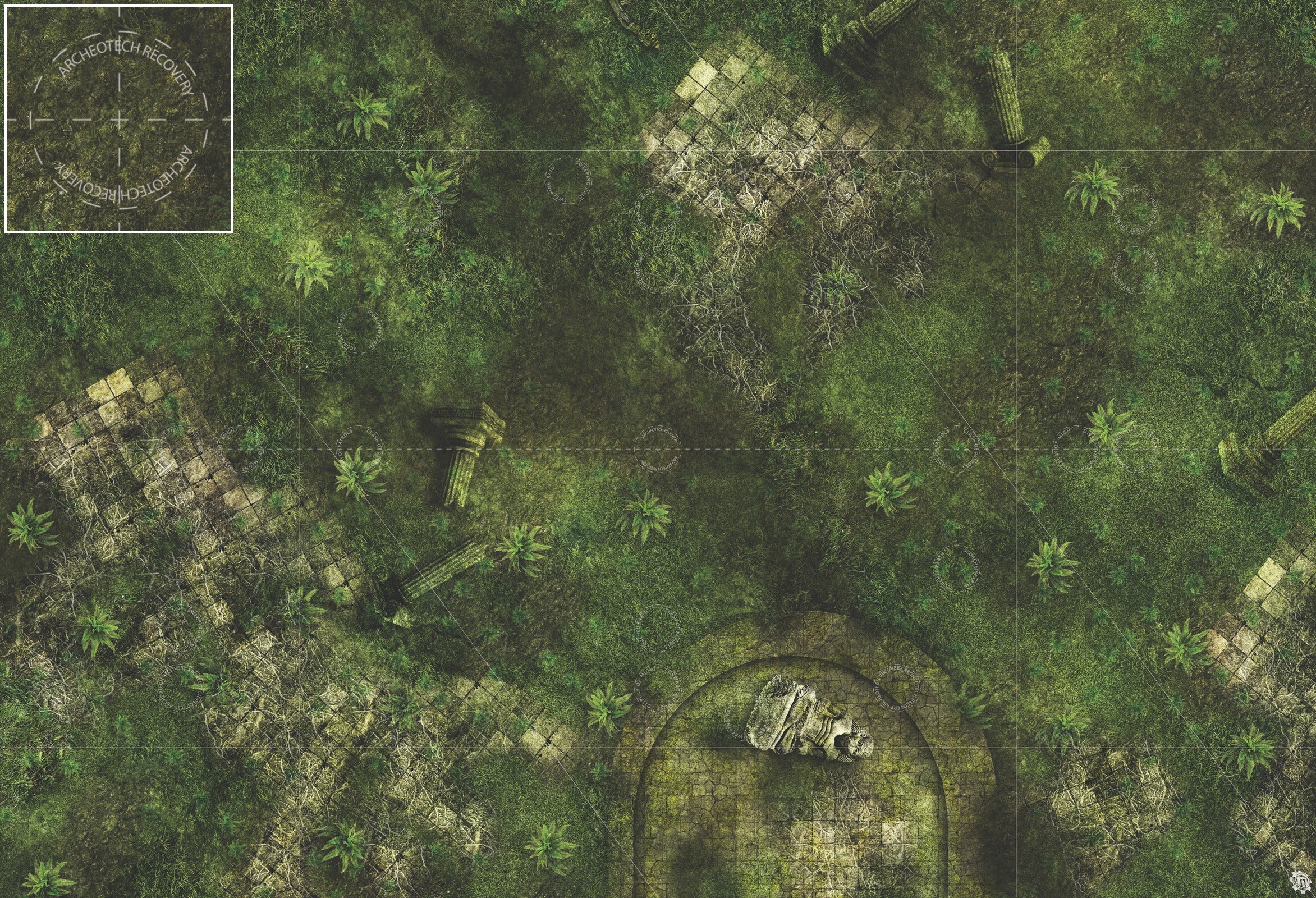 Mats by Mars: Forgotten Temple (Basin) Tabletop Wargaming Play Mat