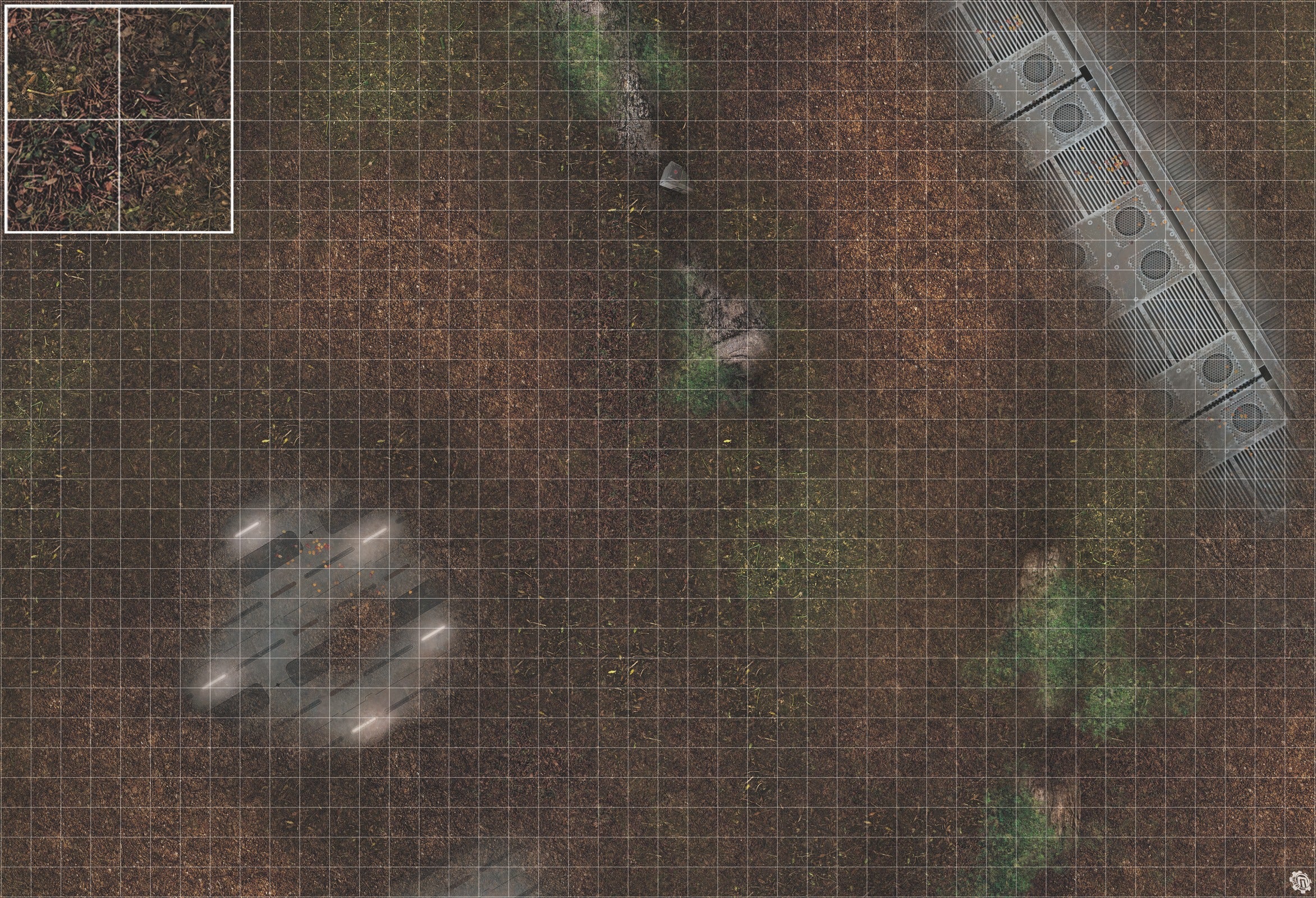 Mats by Mars: Hidden Outpost (White) Tabletop Wargaming Play Mat