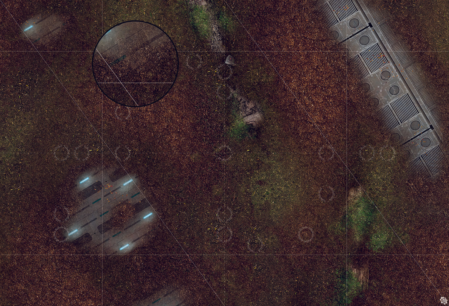 Mats by Mars: Hidden Outpost (Blue) Tabletop Wargaming Play Mat