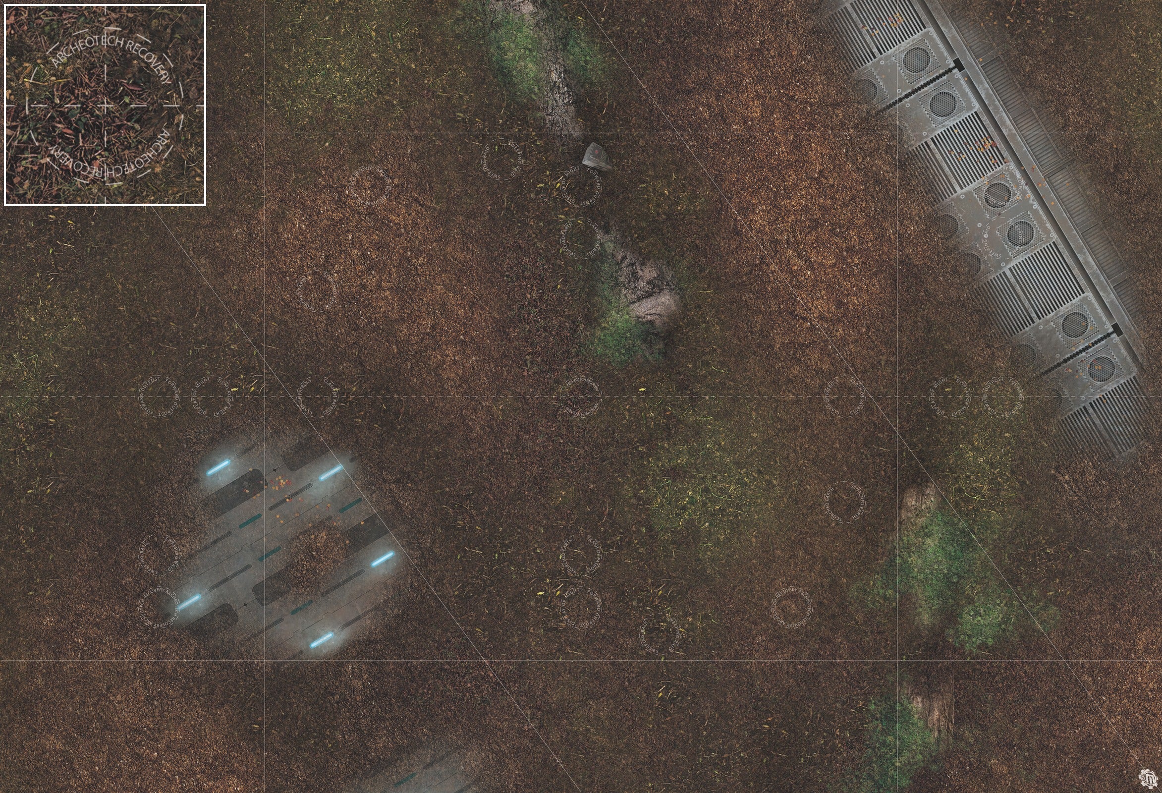 Mats by Mars: Hidden Outpost (Blue) Tabletop Wargaming Play Mat