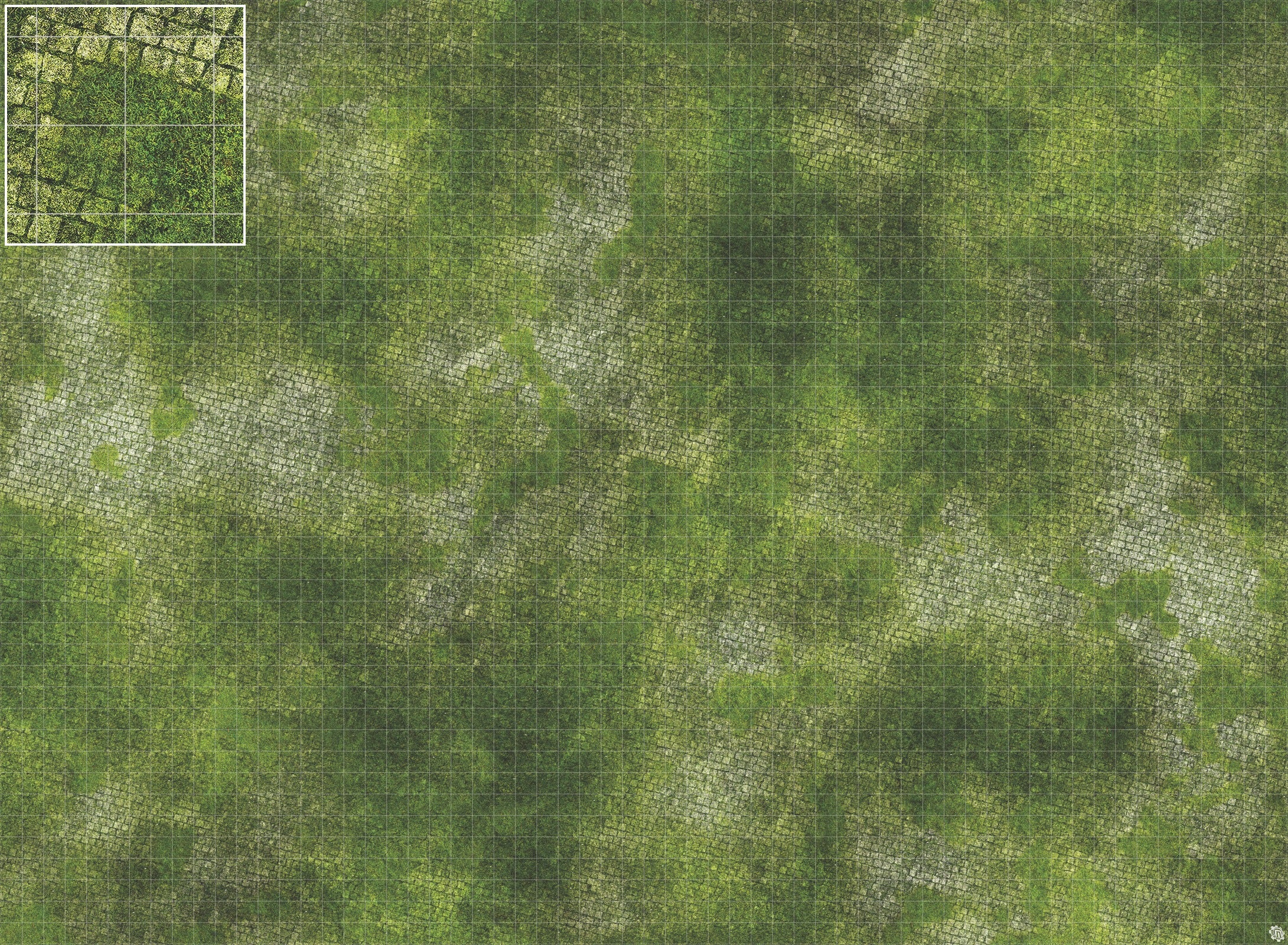 Mats by Mars: Overgrown Cobbles Tabletop Wargaming Play Mat