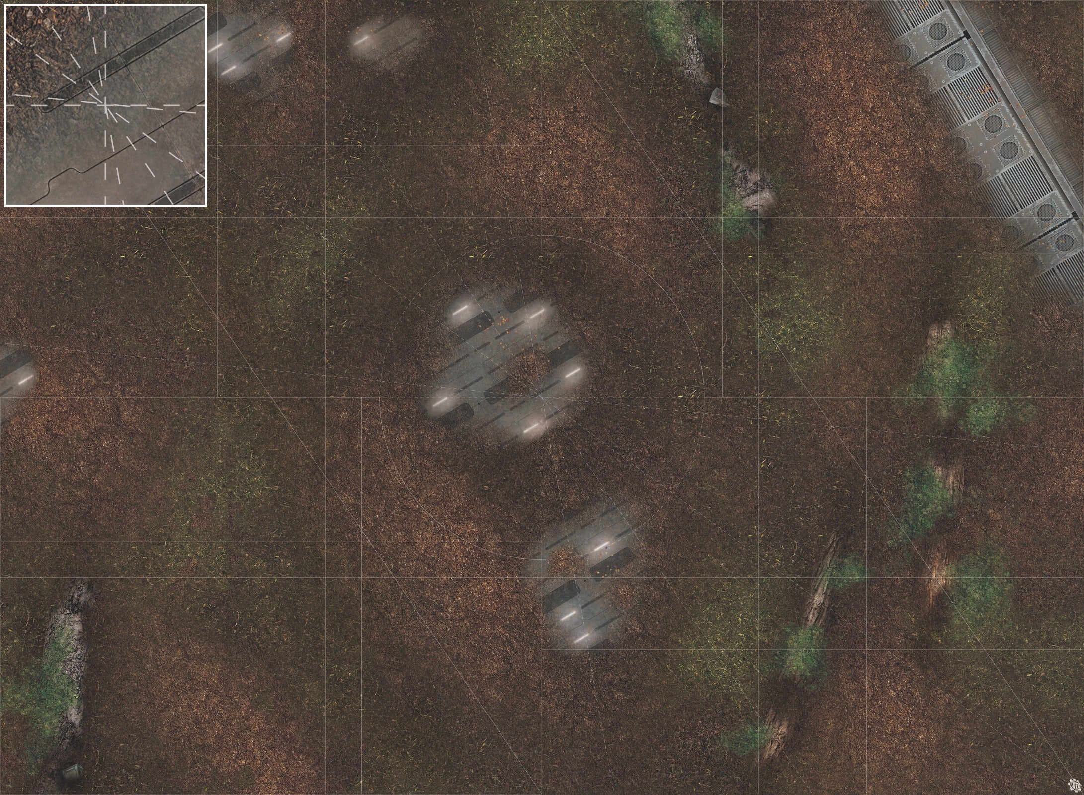 Mats by Mars: Hidden Outpost (White) Tabletop Wargaming Play Mat
