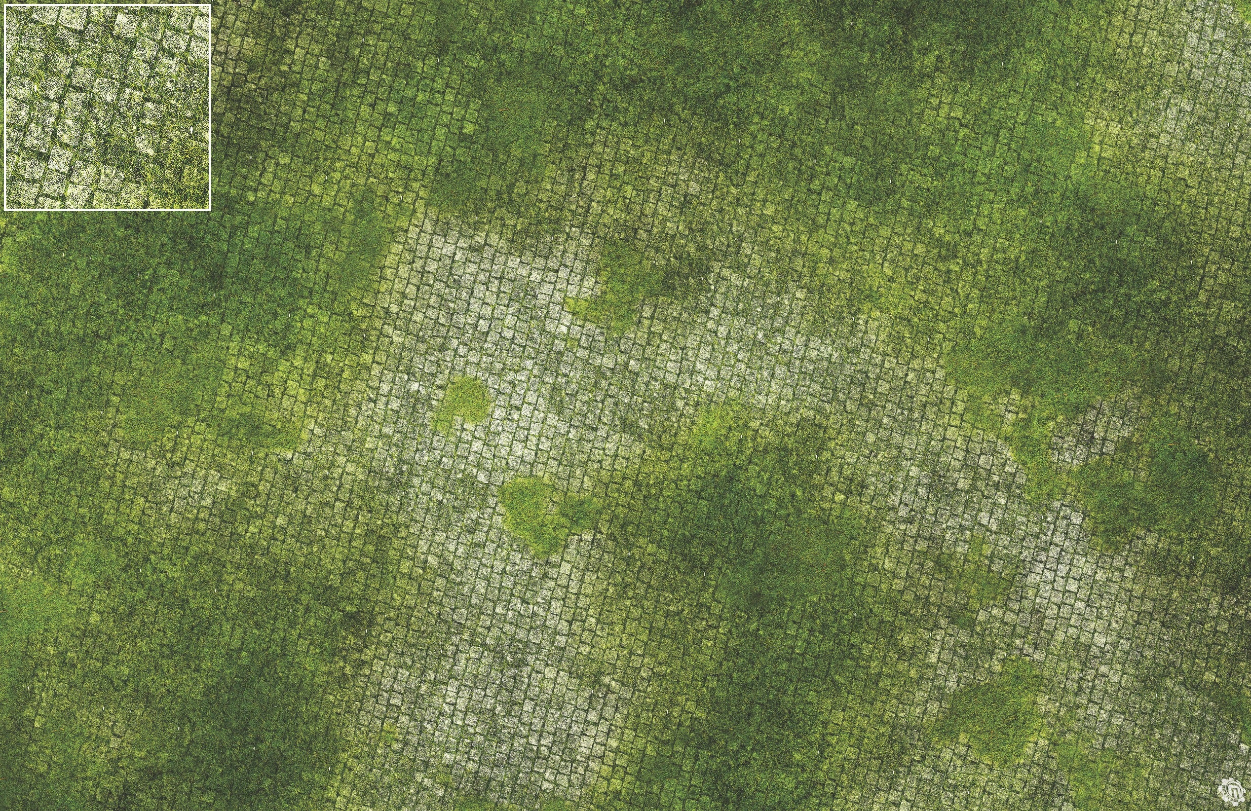 Mats by Mars: Overgrown Cobbles Tabletop Wargaming Play Mat