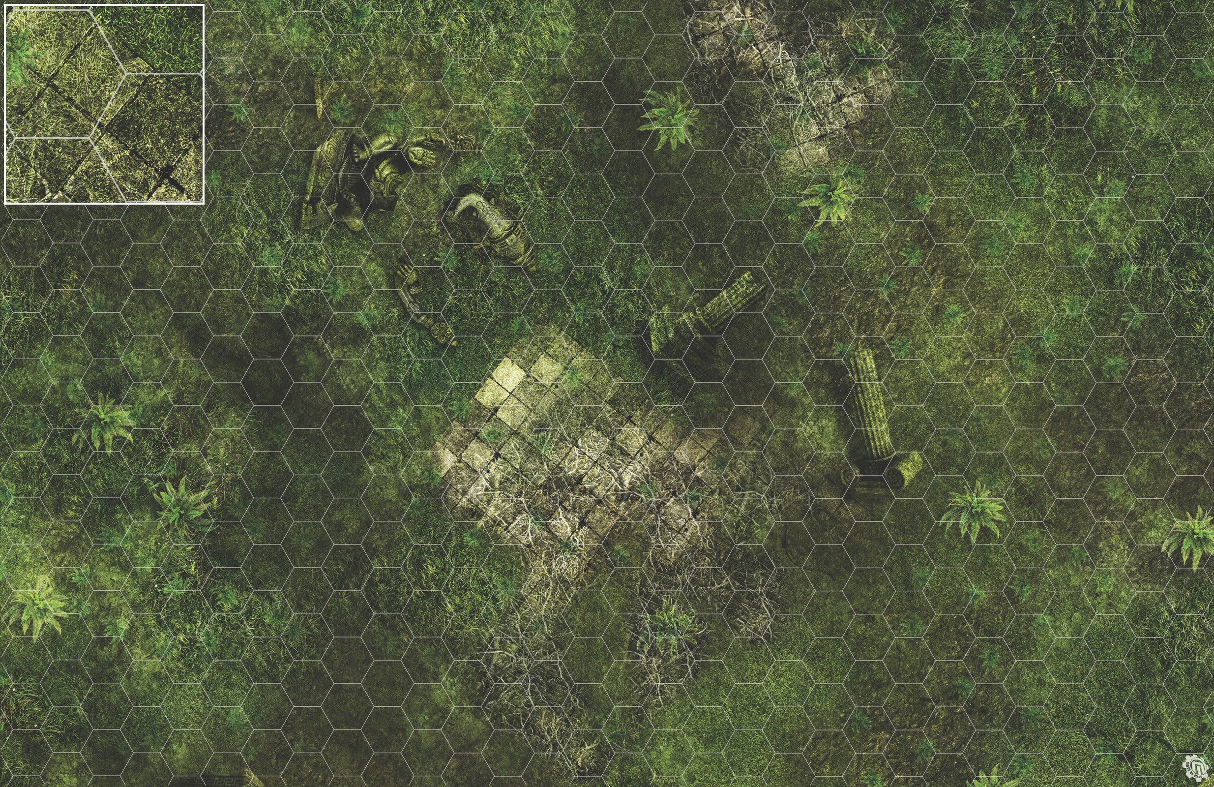 Mats by Mars: Forgotten Temple (Plaza) Tabletop Wargaming Play Mat
