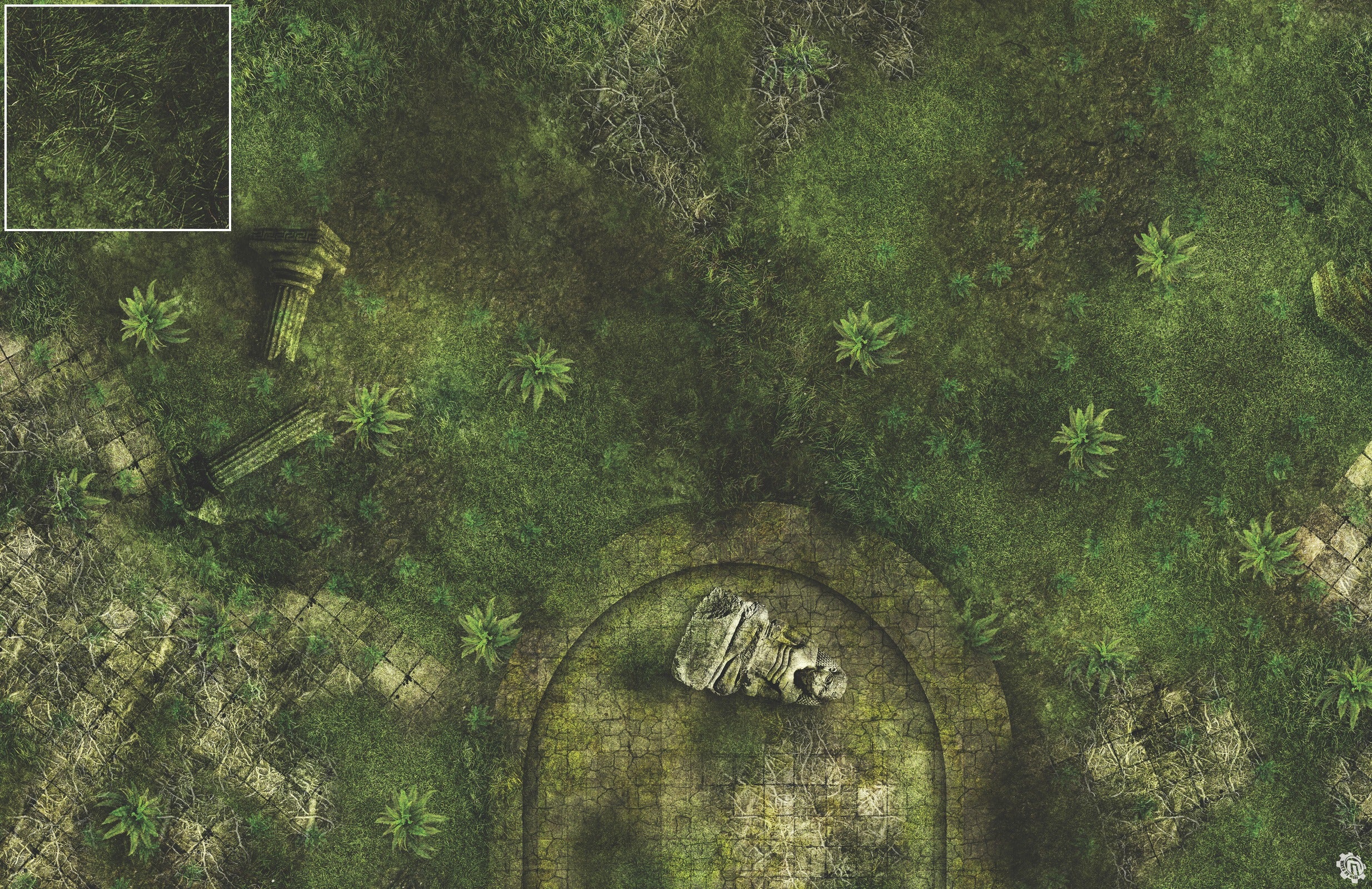 Mats by Mars: Forgotten Temple (Basin) Tabletop Wargaming Play Mat
