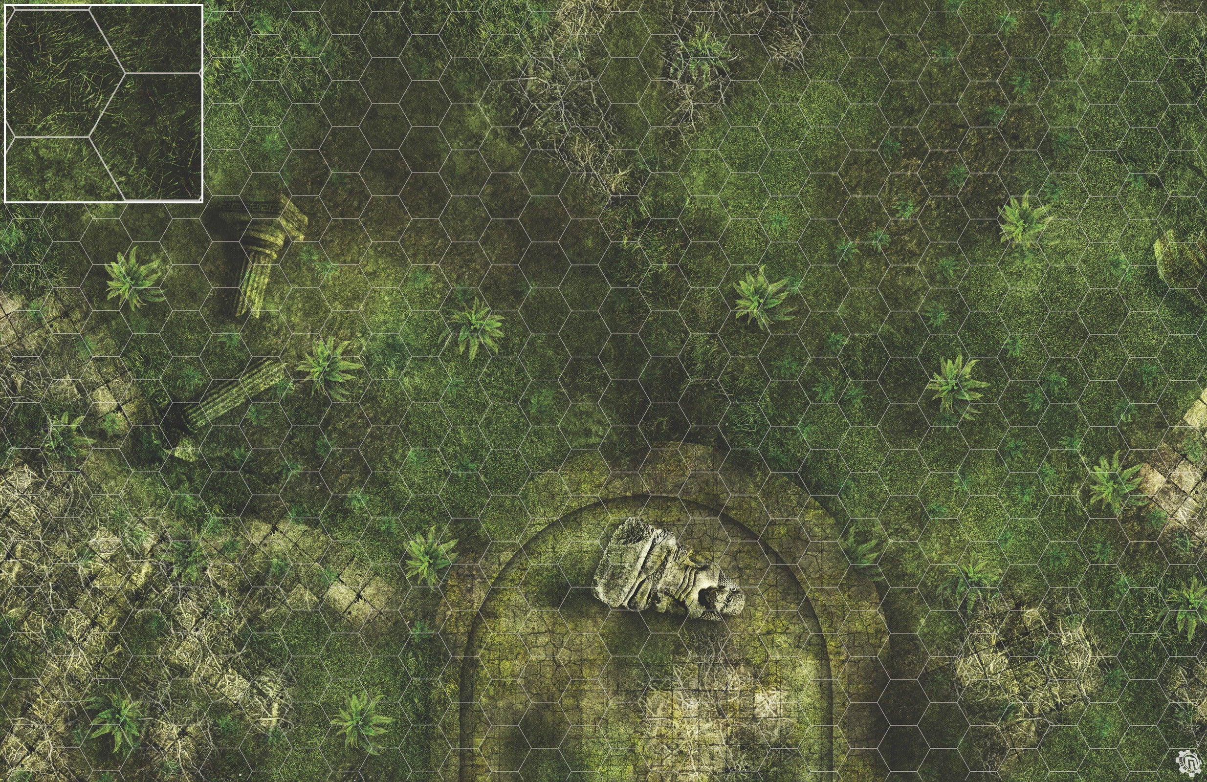 Mats by Mars: Forgotten Temple (Basin) Tabletop Wargaming Play Mat