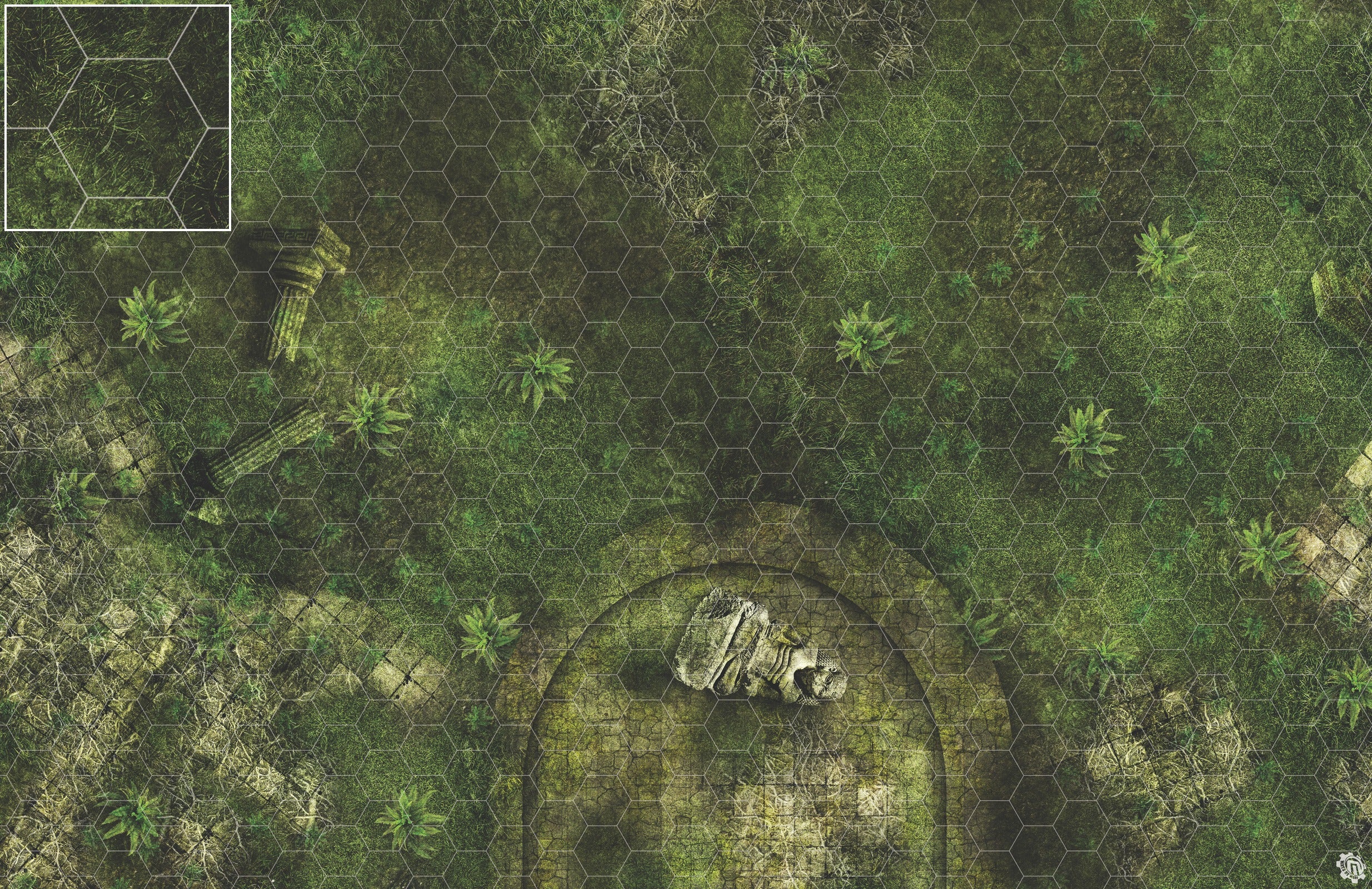 Mats by Mars: Forgotten Temple (Basin) Tabletop Wargaming Play Mat