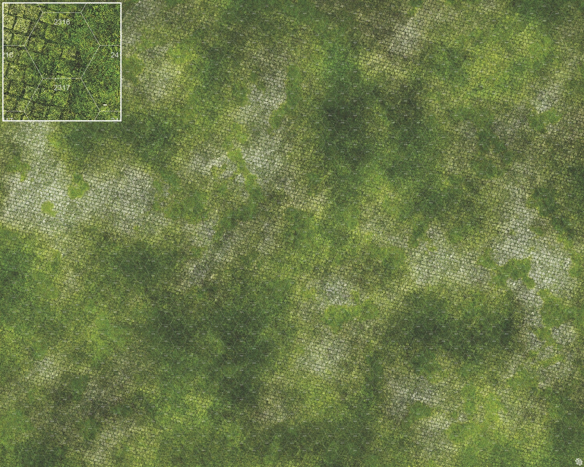 Mats by Mars: Overgrown Cobbles Tabletop Wargaming Play Mat