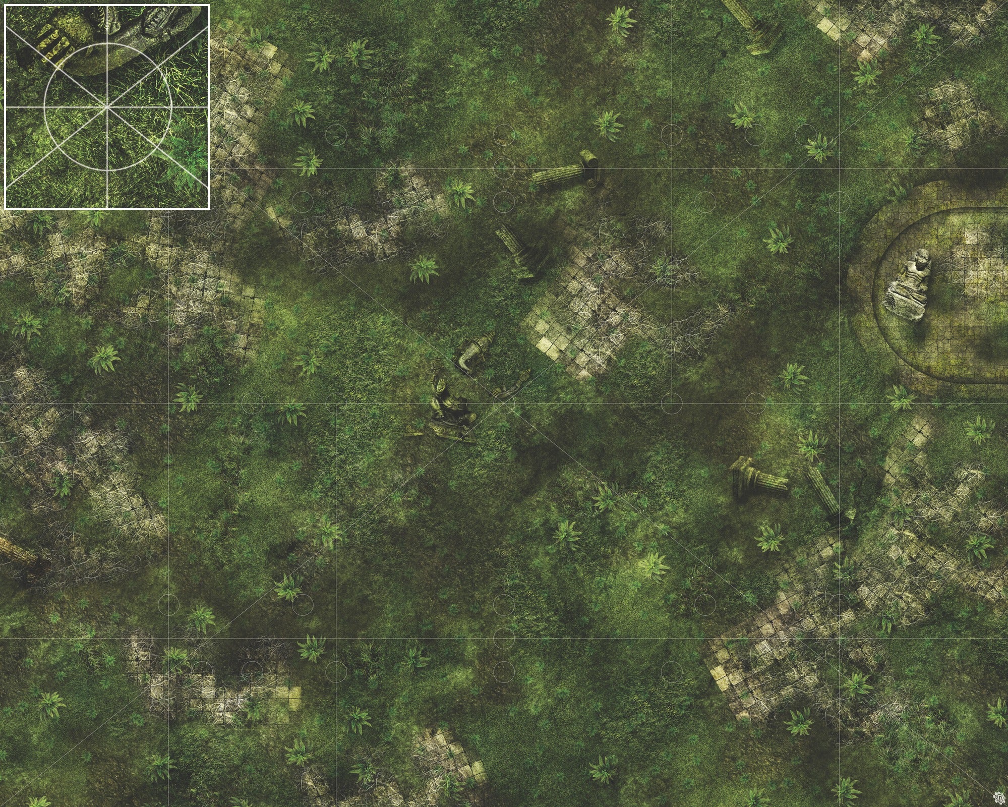 Mats by Mars: Forgotten Temple (Basin) Tabletop Wargaming Play Mat
