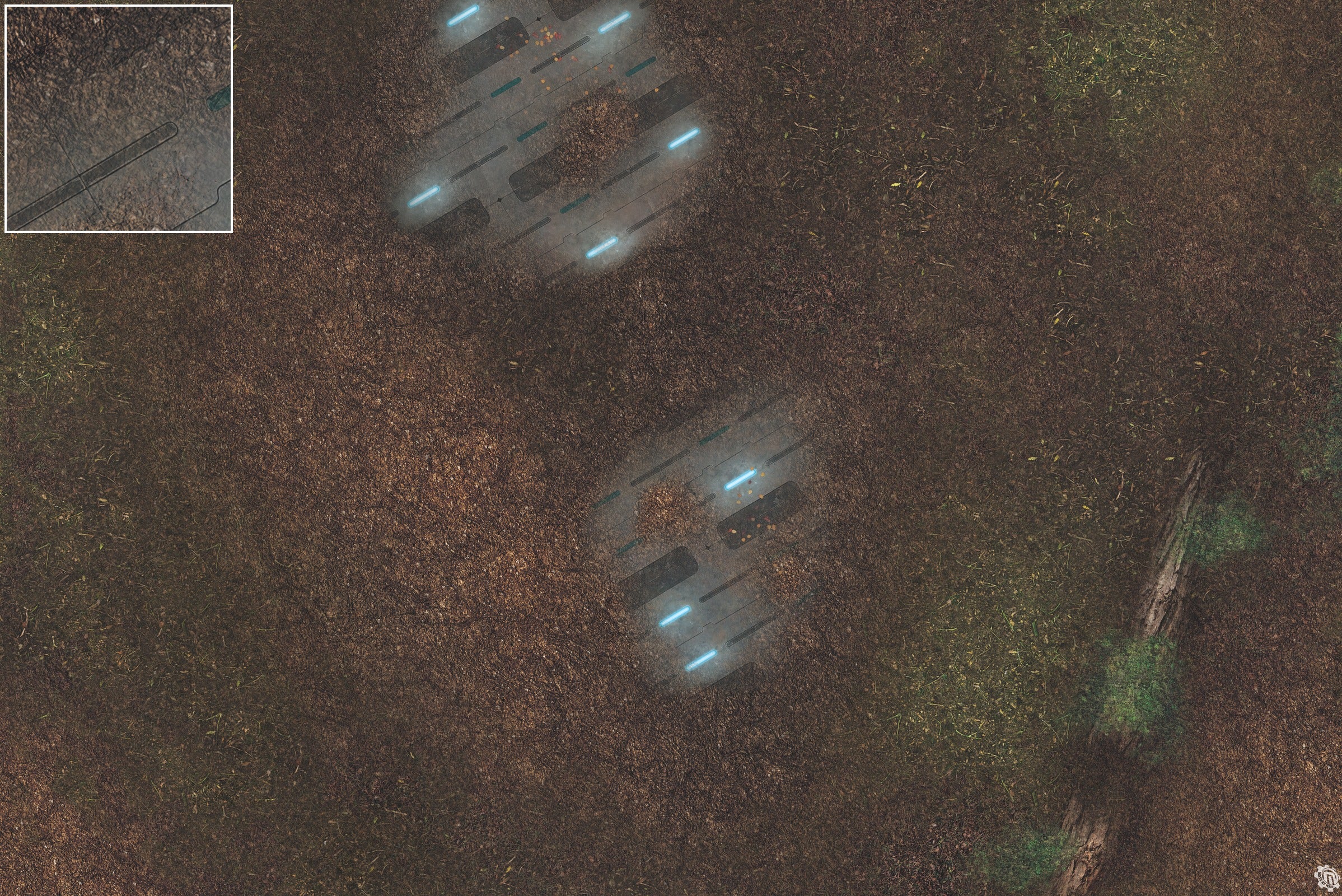 Mats by Mars: Hidden Outpost (Blue) Tabletop Wargaming Play Mat
