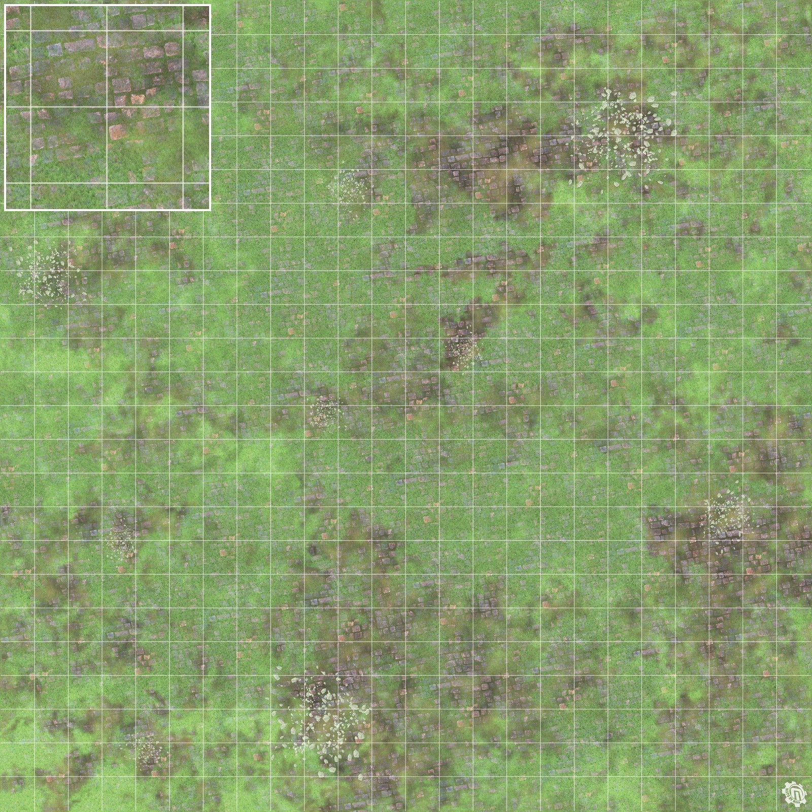 Mats by Mars: Overgrown Cobbles v1.0 Tabletop Wargaming Play Mat