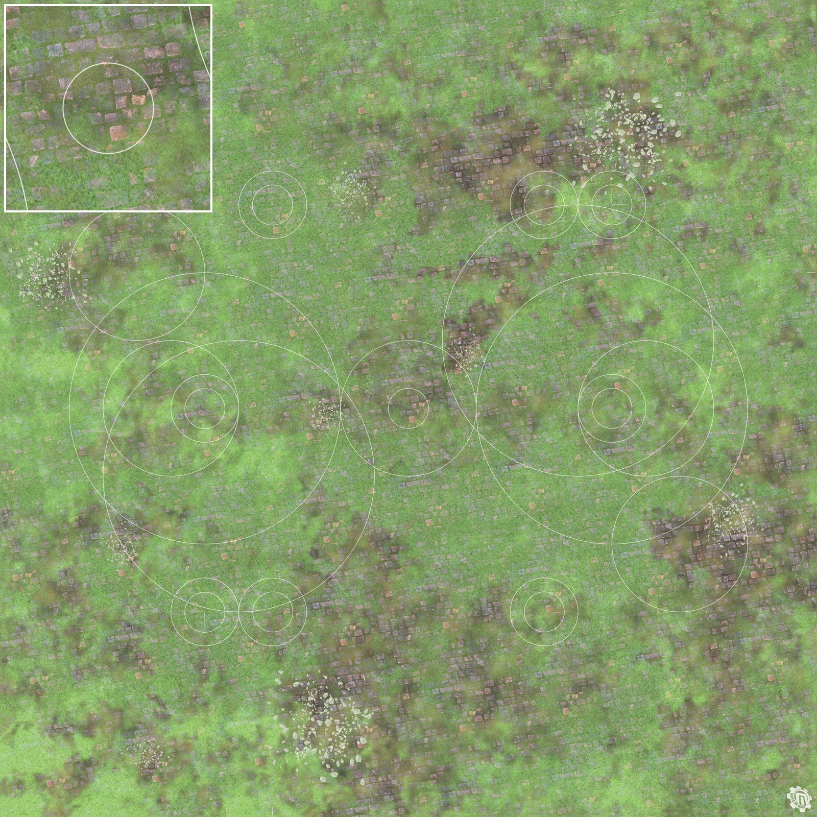 Mats by Mars: Overgrown Cobbles v1.0 Tabletop Wargaming Play Mat