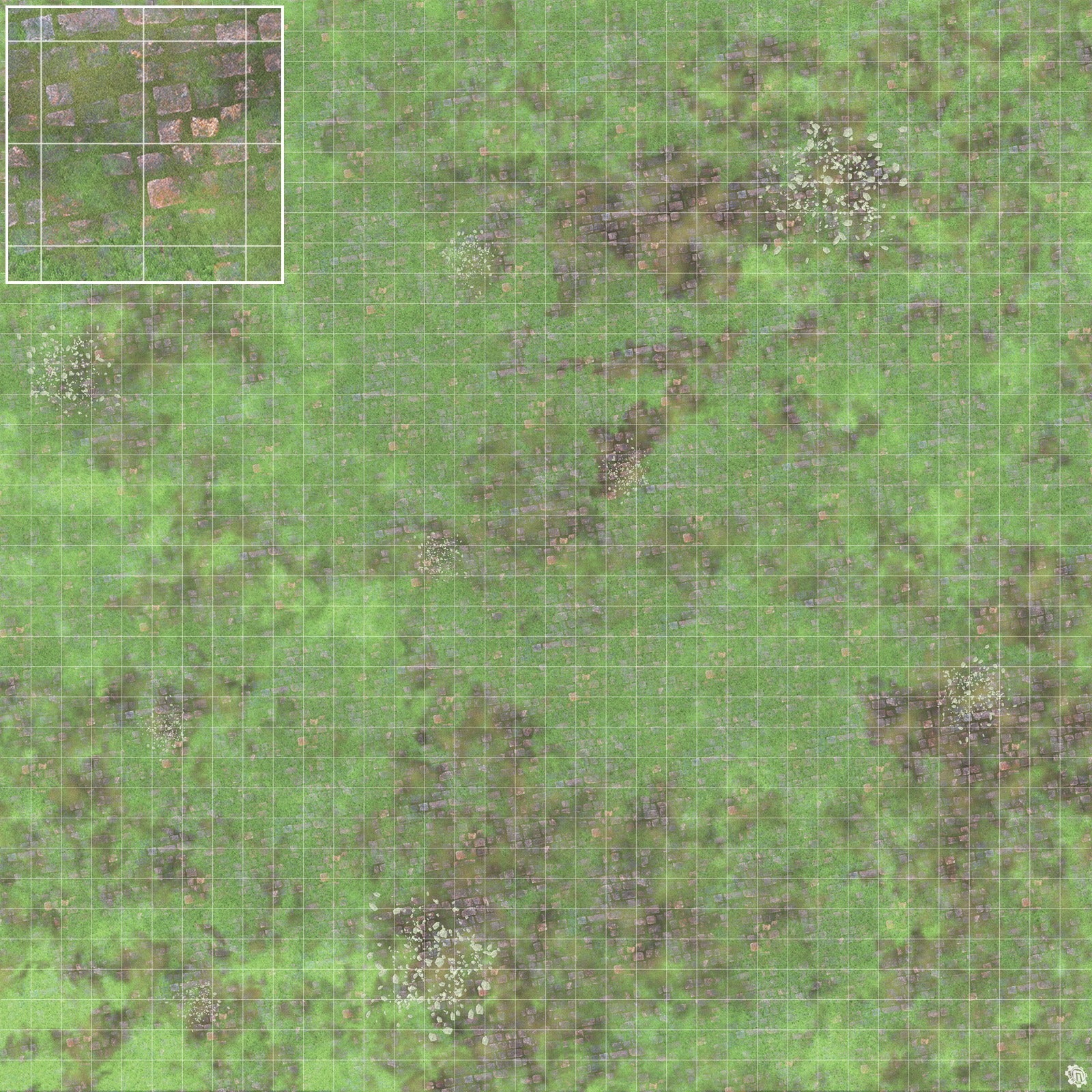 Mats by Mars: Overgrown Cobbles v1.0 Tabletop Wargaming Play Mat
