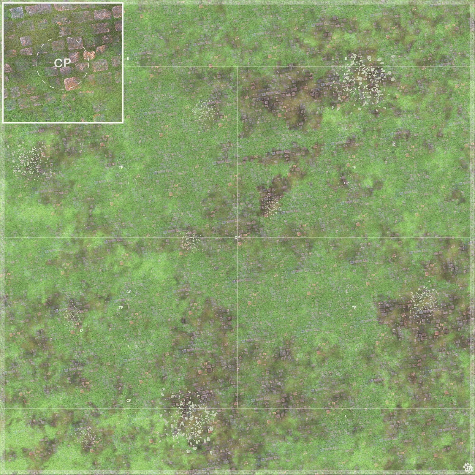 Mats by Mars: Overgrown Cobbles v1.0 Tabletop Wargaming Play Mat