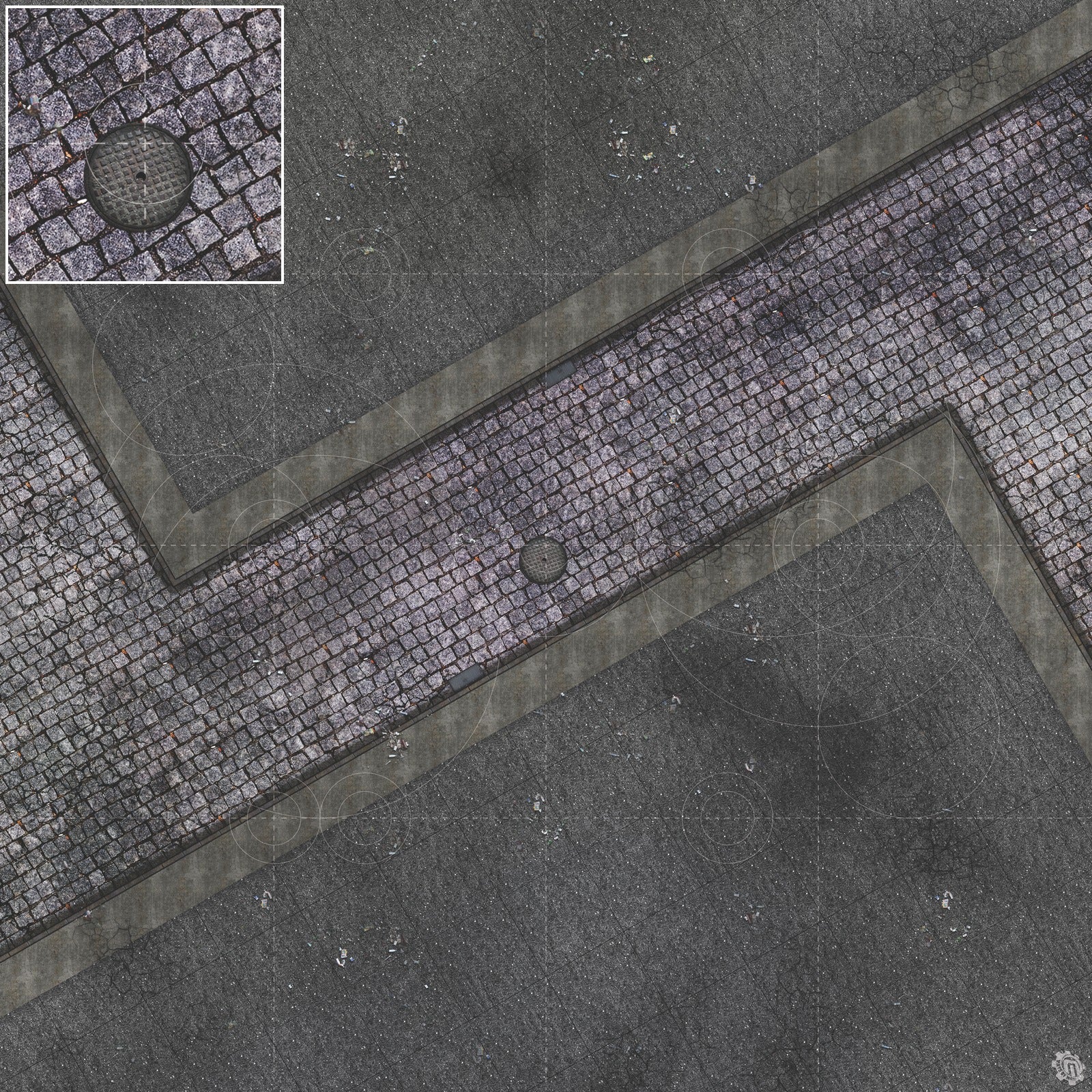 Mats by Mars: Victorian Alley (Intersection) Tabletop Wargaming Play Mat