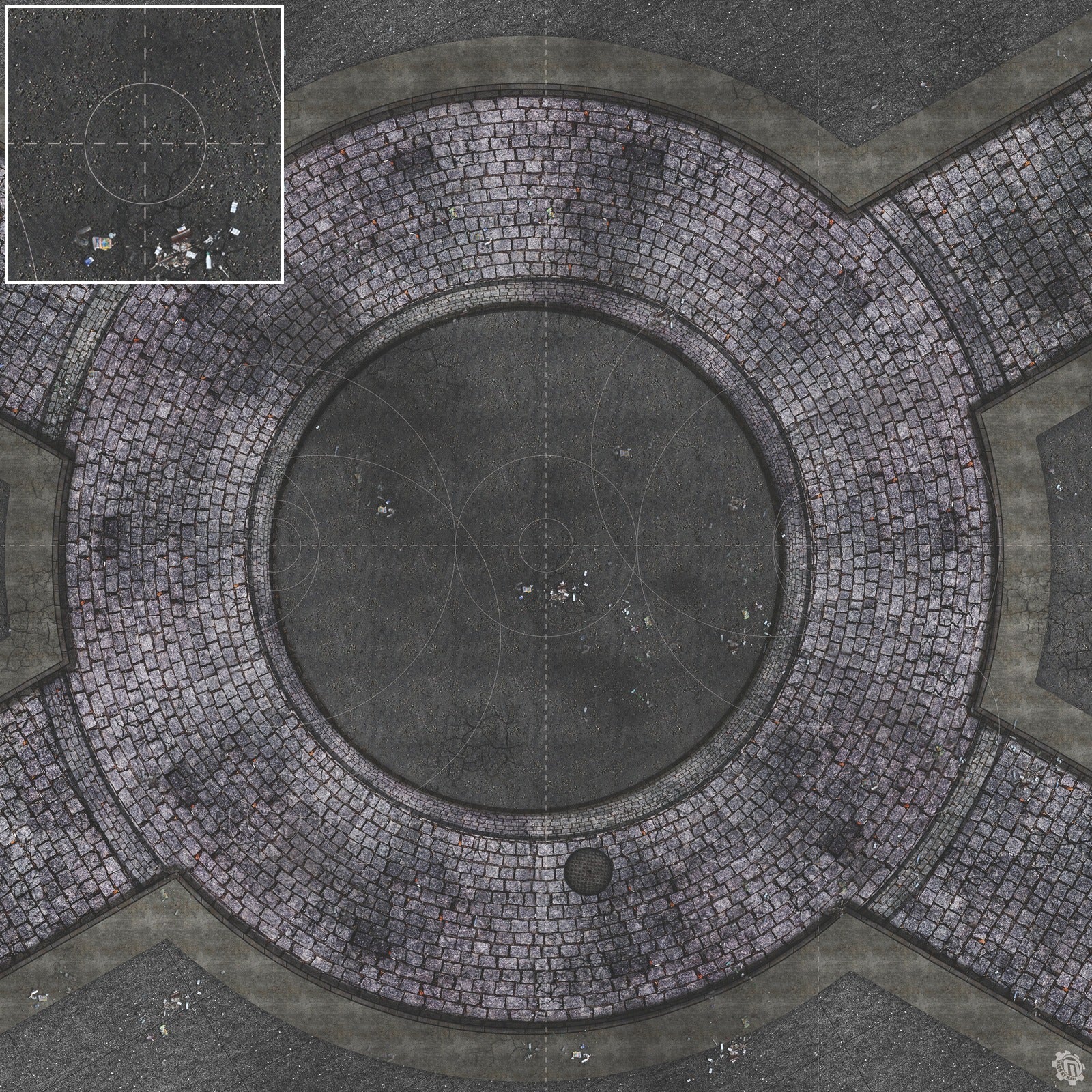 Mats by Mars: Victorian Alley (Circle) Tabletop Wargaming Play Mat