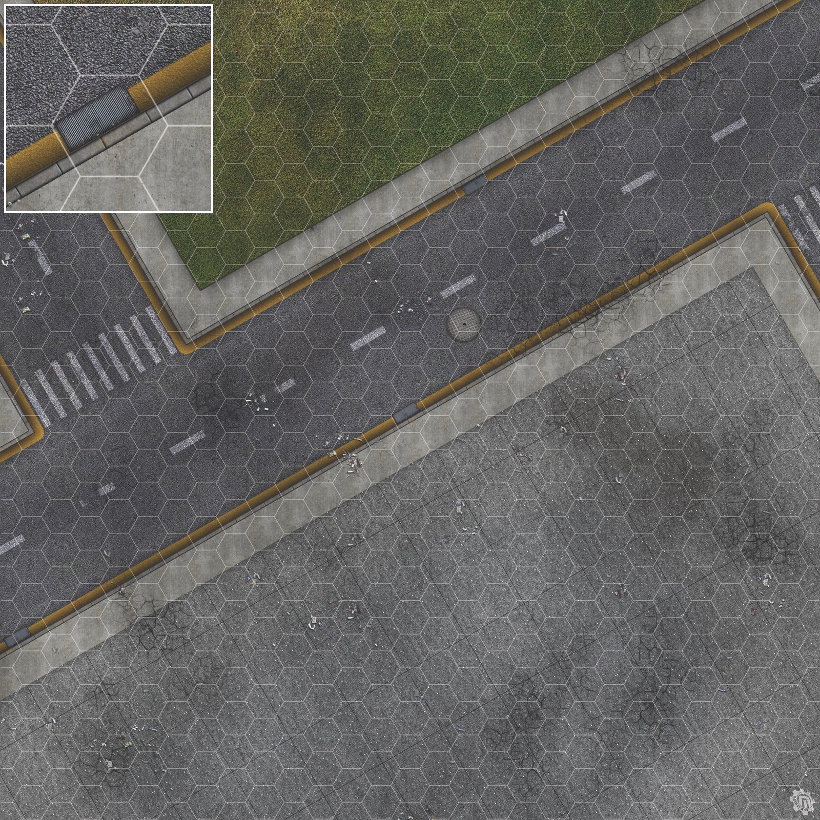 Mats by Mars: Park Avenue (Intersection) Tabletop Wargaming Play Mat