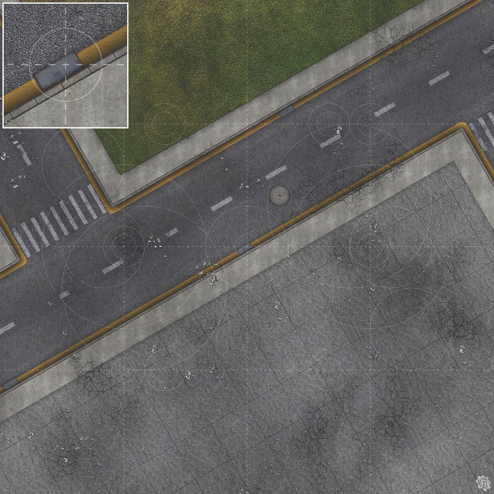 Mats by Mars: Park Avenue (Intersection) Tabletop Wargaming Play Mat