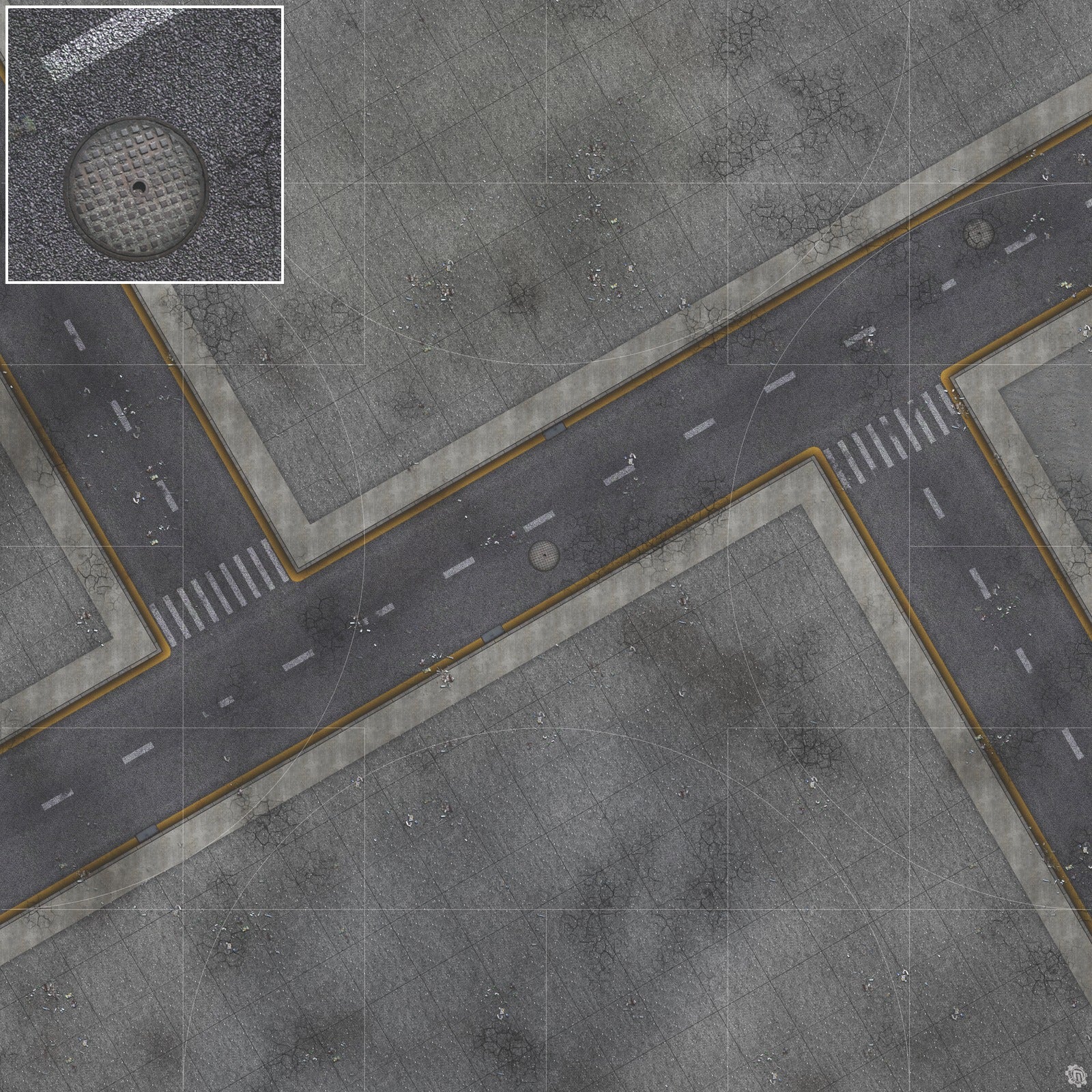 Mats by Mars: Crime Alley (Intersection) Tabletop Wargaming Play Mat