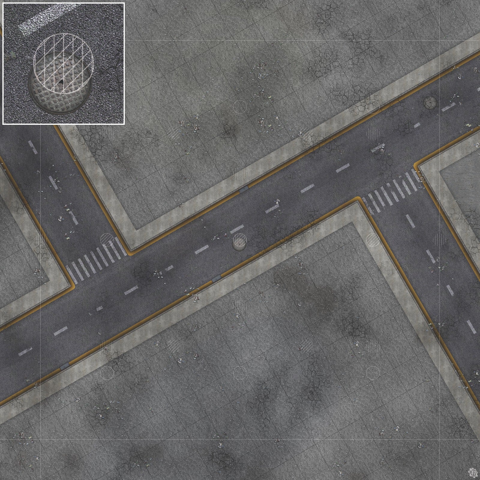 Mats by Mars: Crime Alley (Intersection) Tabletop Wargaming Play Mat