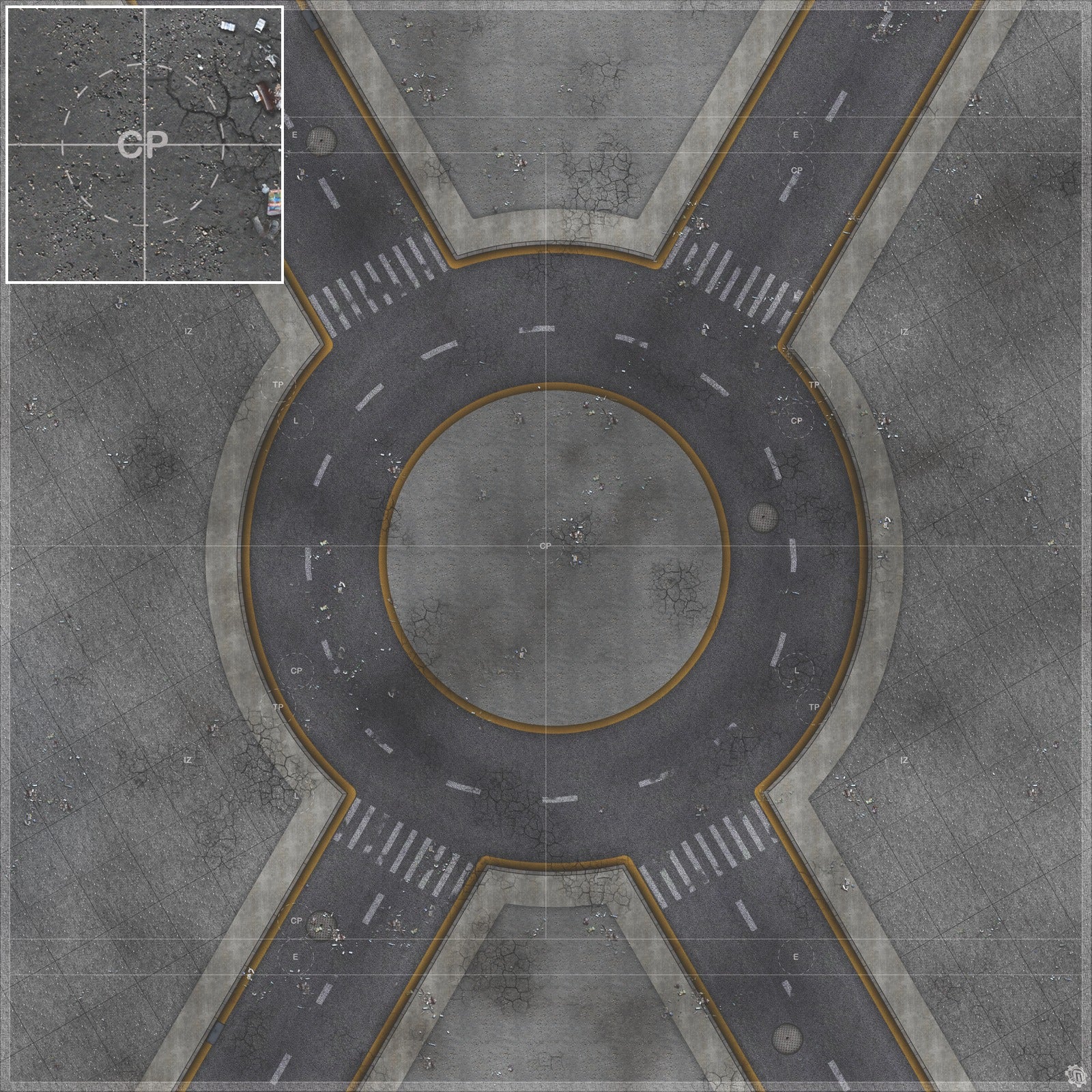 Mats by Mars: Crime Alley (Circle) Tabletop Wargaming Play Mat