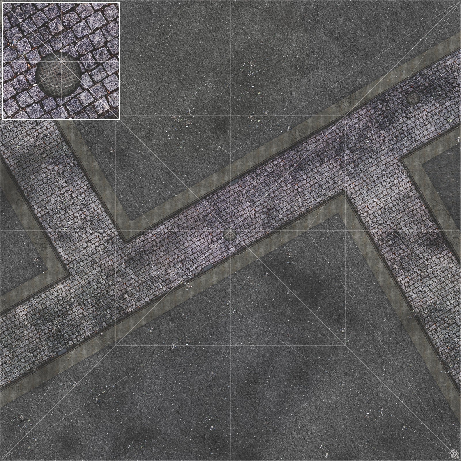Mats by Mars: Victorian Alley (Intersection) Tabletop Wargaming Play Mat