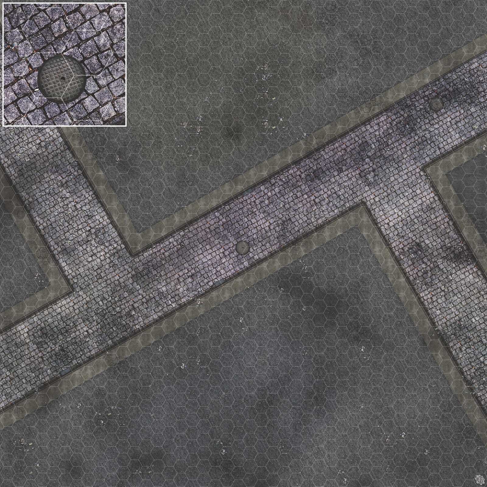 Mats by Mars: Victorian Alley (Intersection) Tabletop Wargaming Play Mat